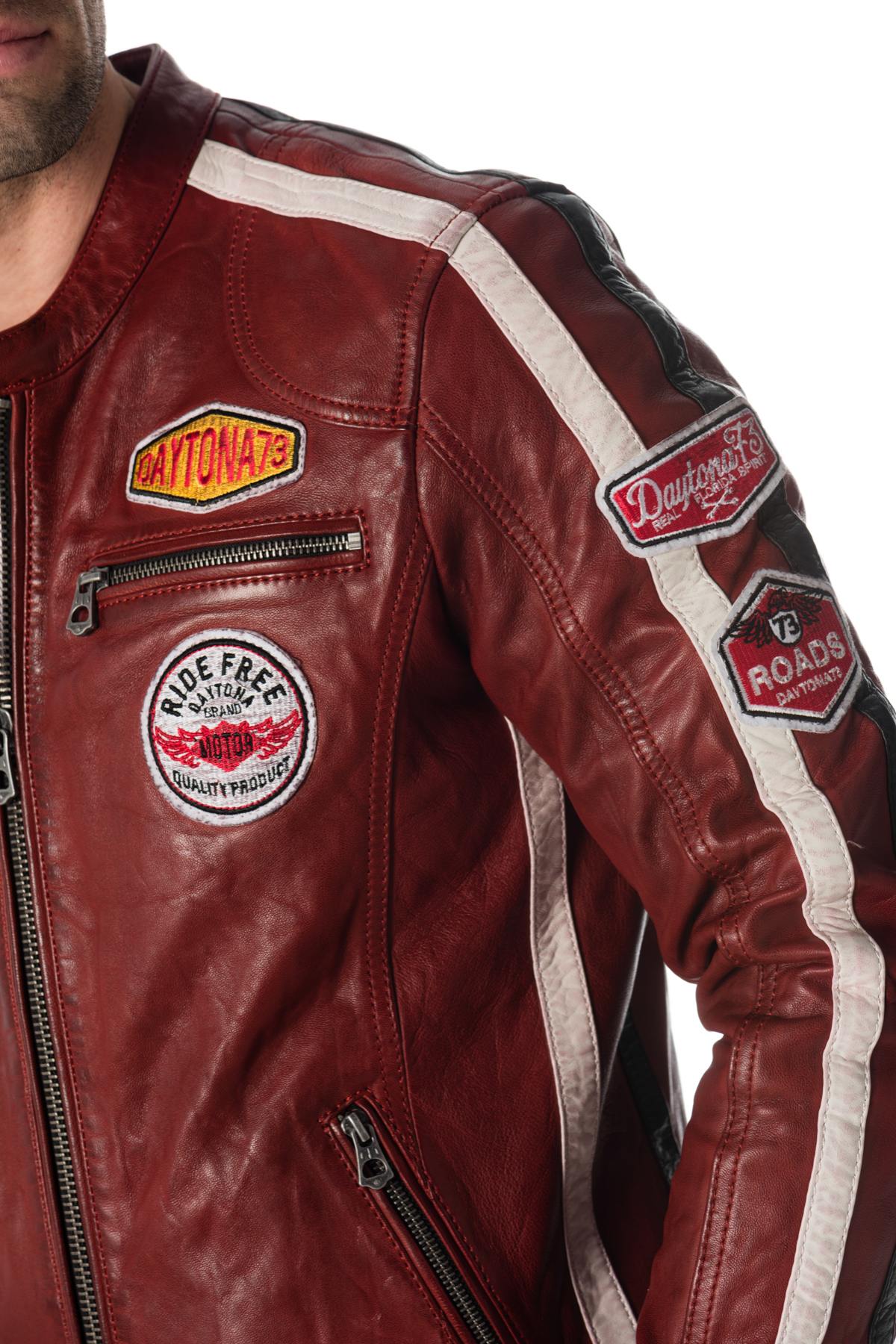 Red biker jacket with badges - Image n°6