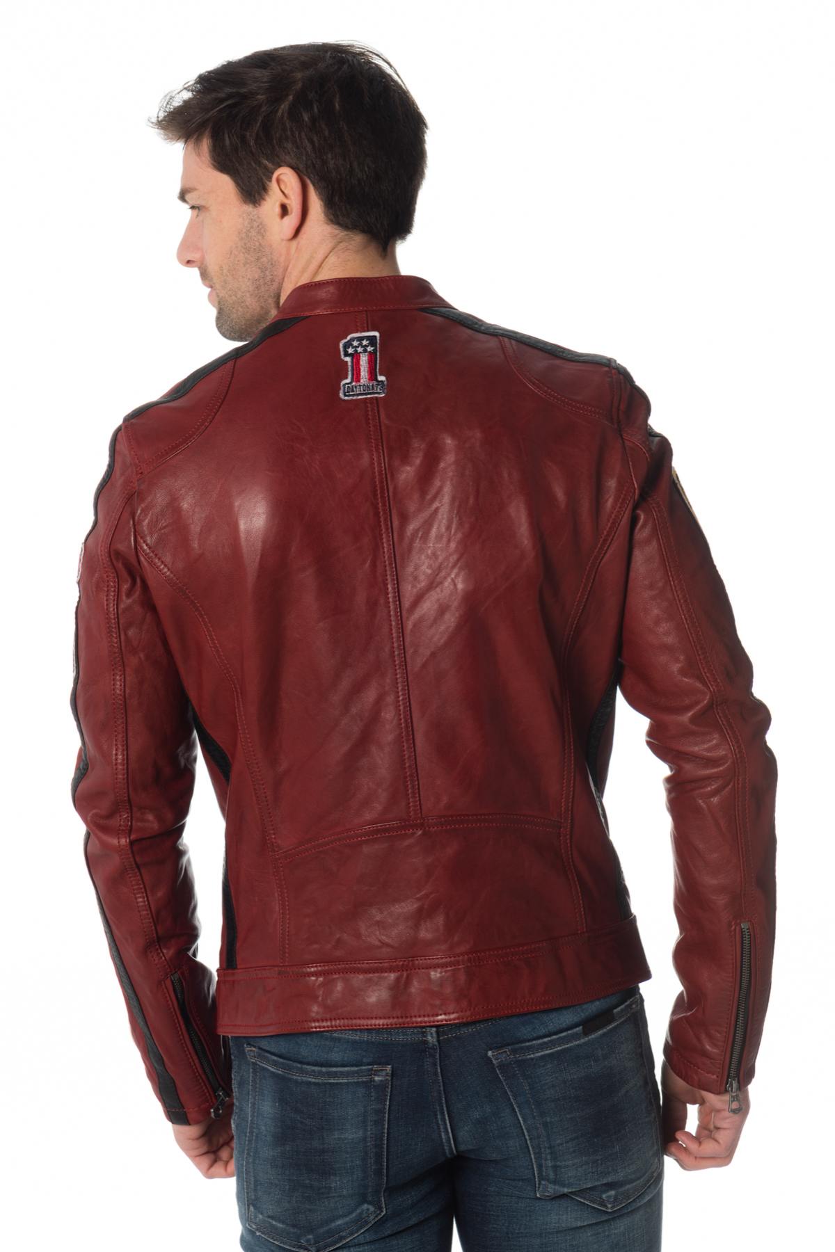 Red biker jacket with badges - Image n°5