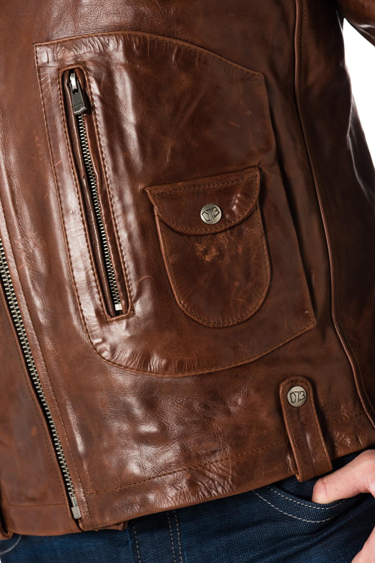 Biker Jacket in aged effect cowhide - Image n°6