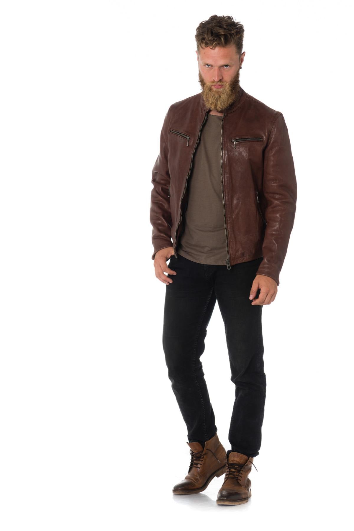 Daytona men's grained leather jacket - Image n°2