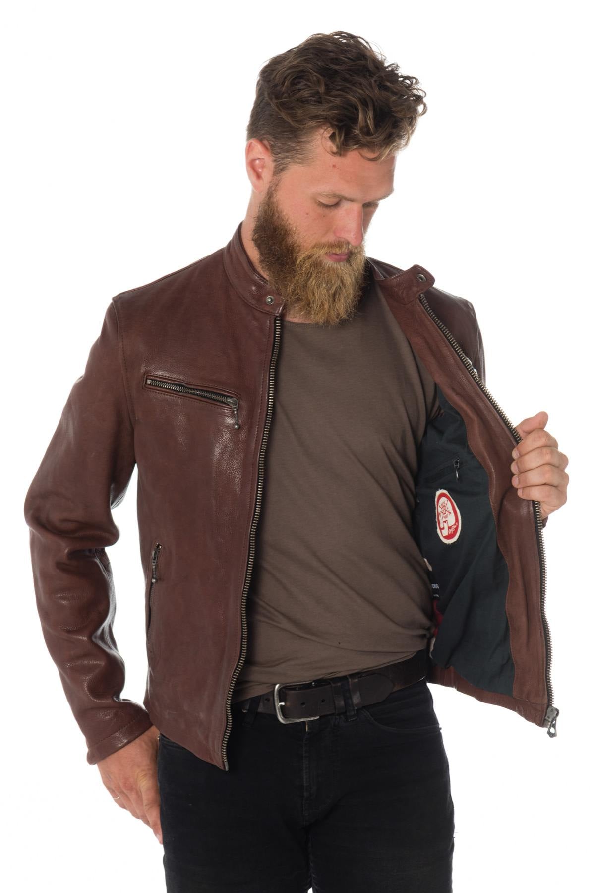 Daytona men's grained leather jacket - Image n°5