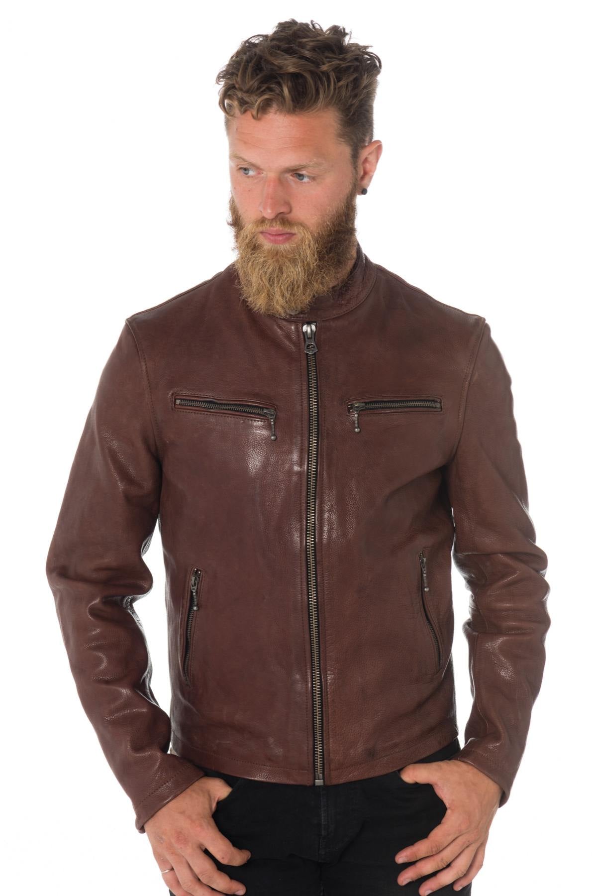 Daytona men's grained leather jacket - Image n°4