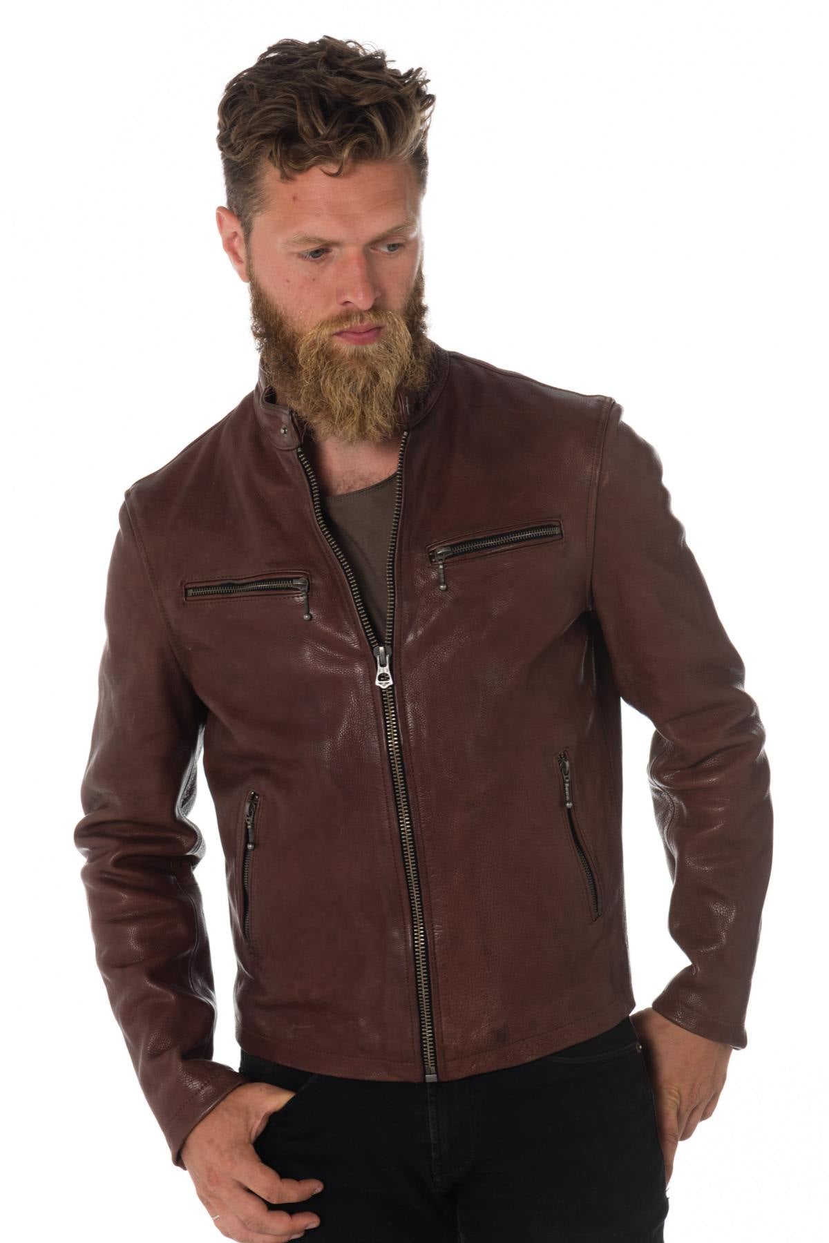 Daytona men's grained leather jacket - Image n°1