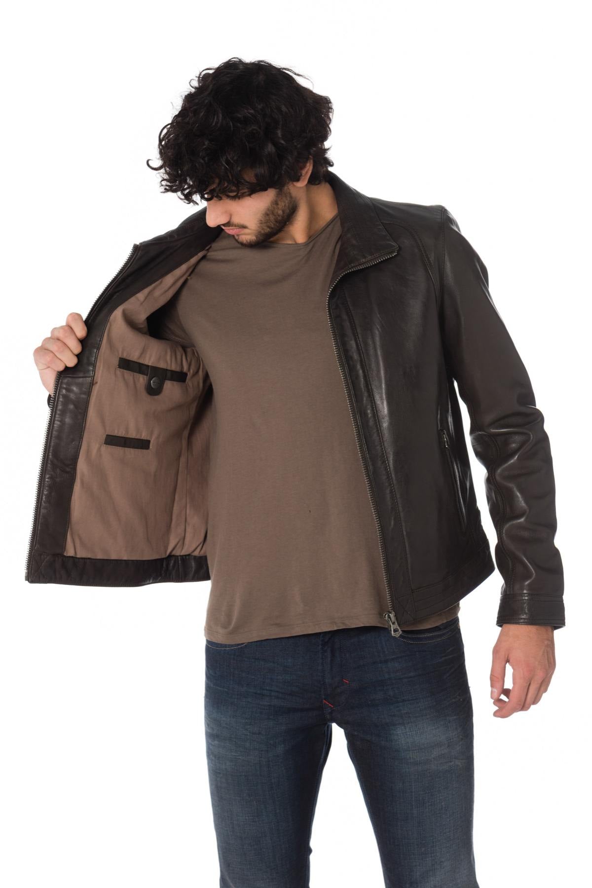 Daytona men's dark brown leather jacket - Image n°7