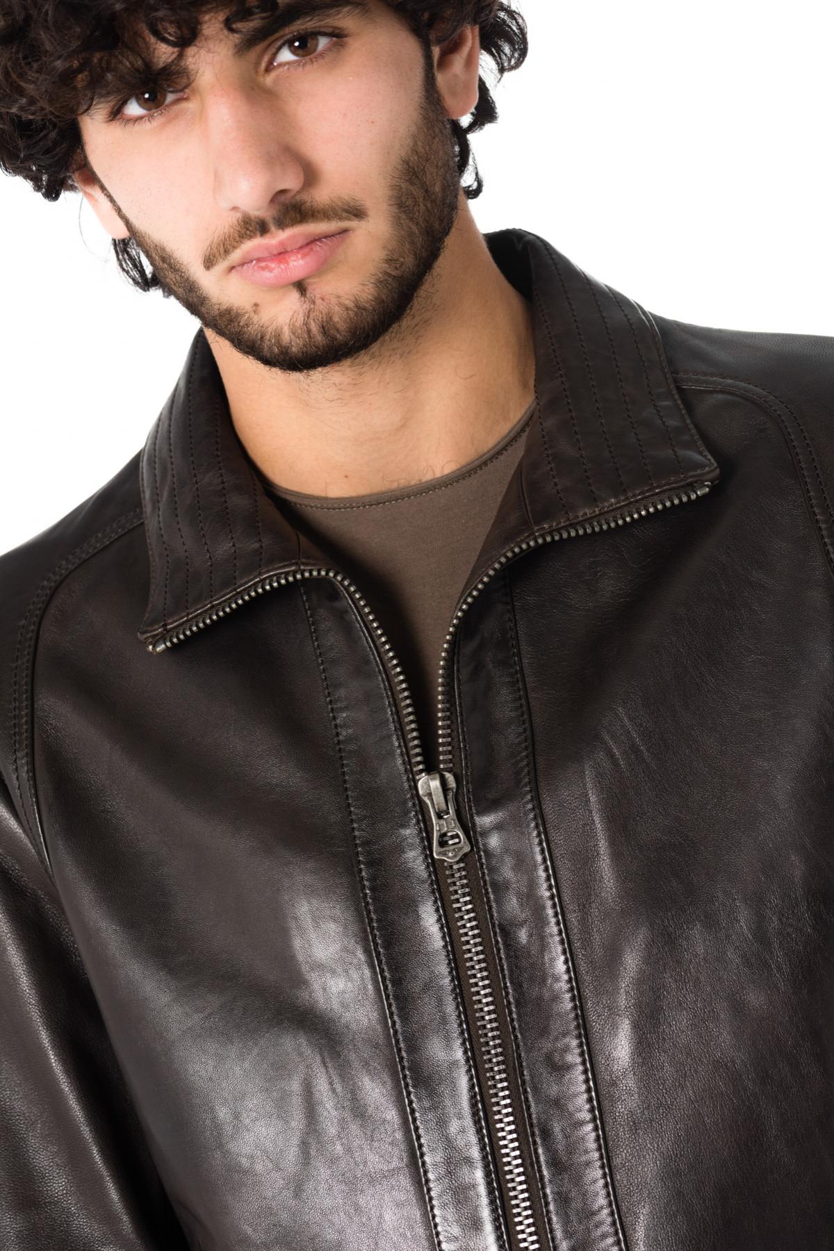 Daytona men's dark brown leather jacket - Image n°5