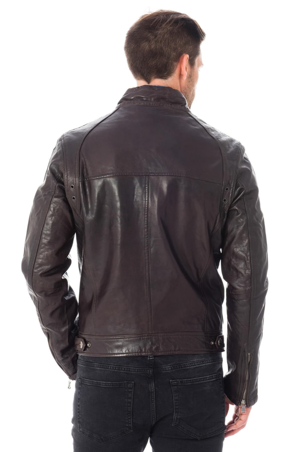  Men's Daytona Jacket in Brown Lambskin - Image n°6