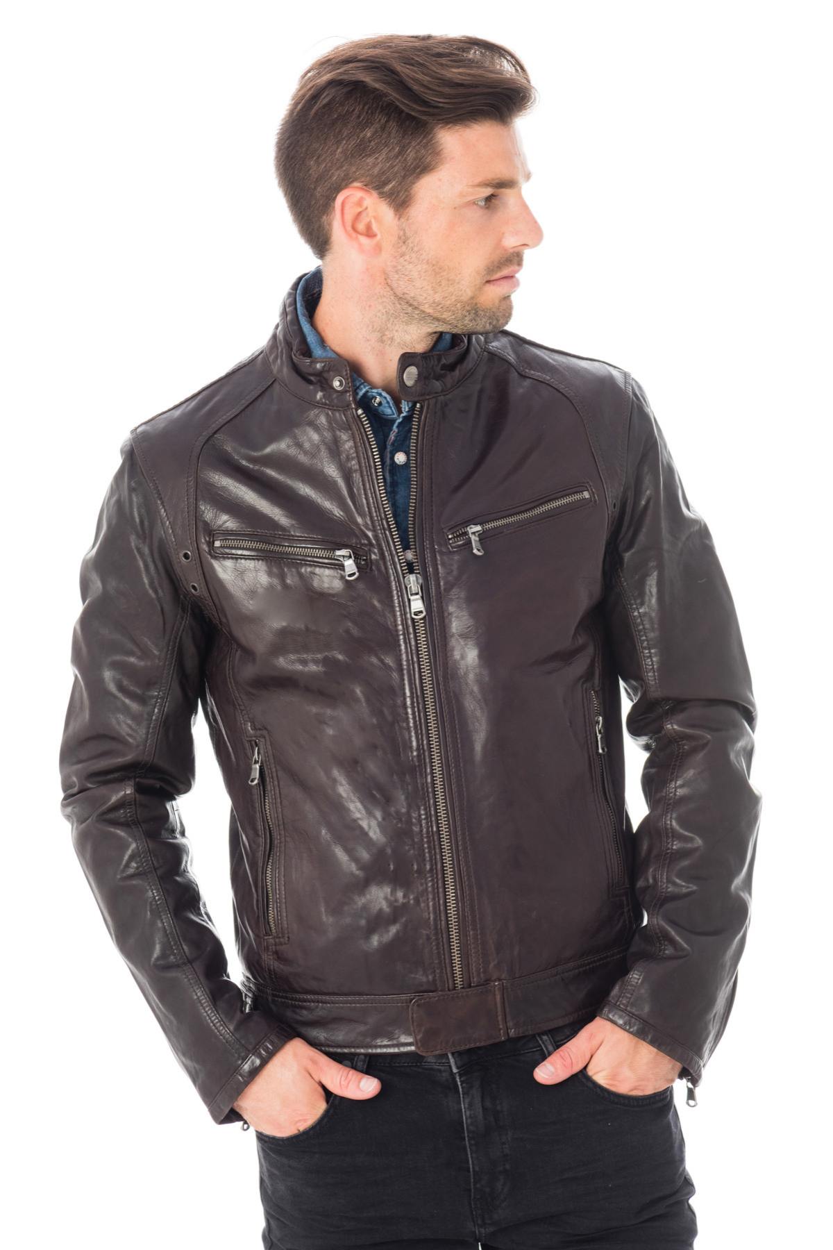  Men's Daytona Jacket in Brown Lambskin - Image n°1