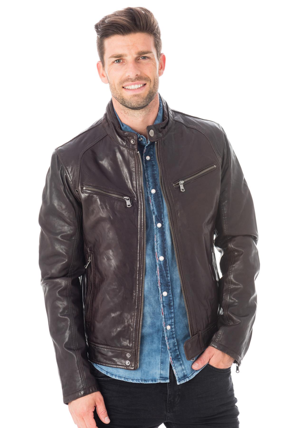  Men's Daytona Jacket in Brown Lambskin - Image n°3