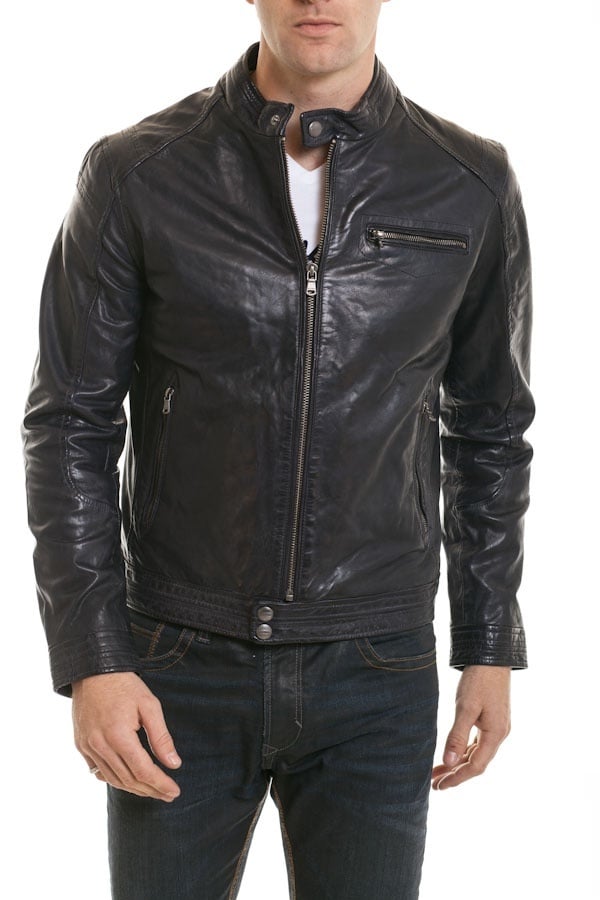 Men's Daytona Blue leather jacket - Image n°1