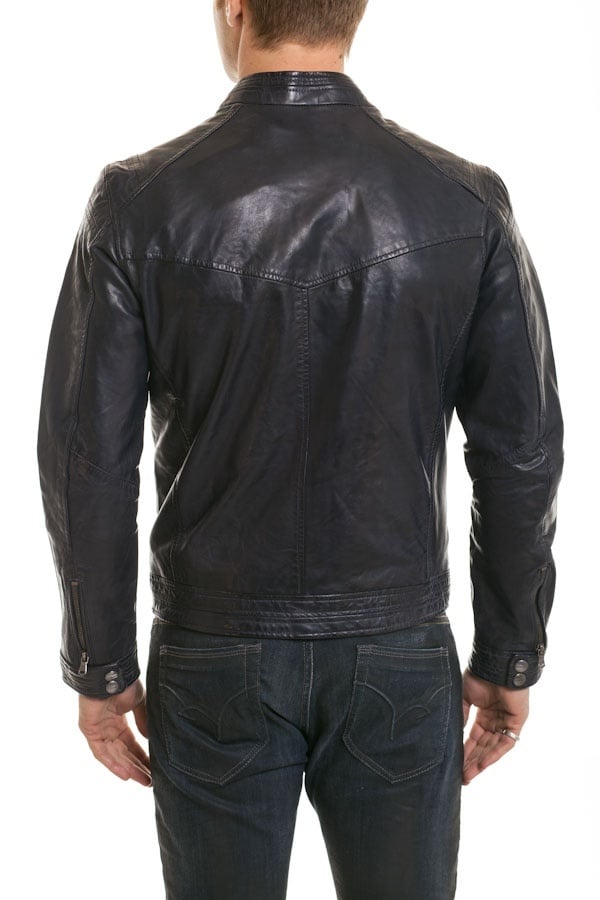 Men's Daytona Blue leather jacket - Image n°5