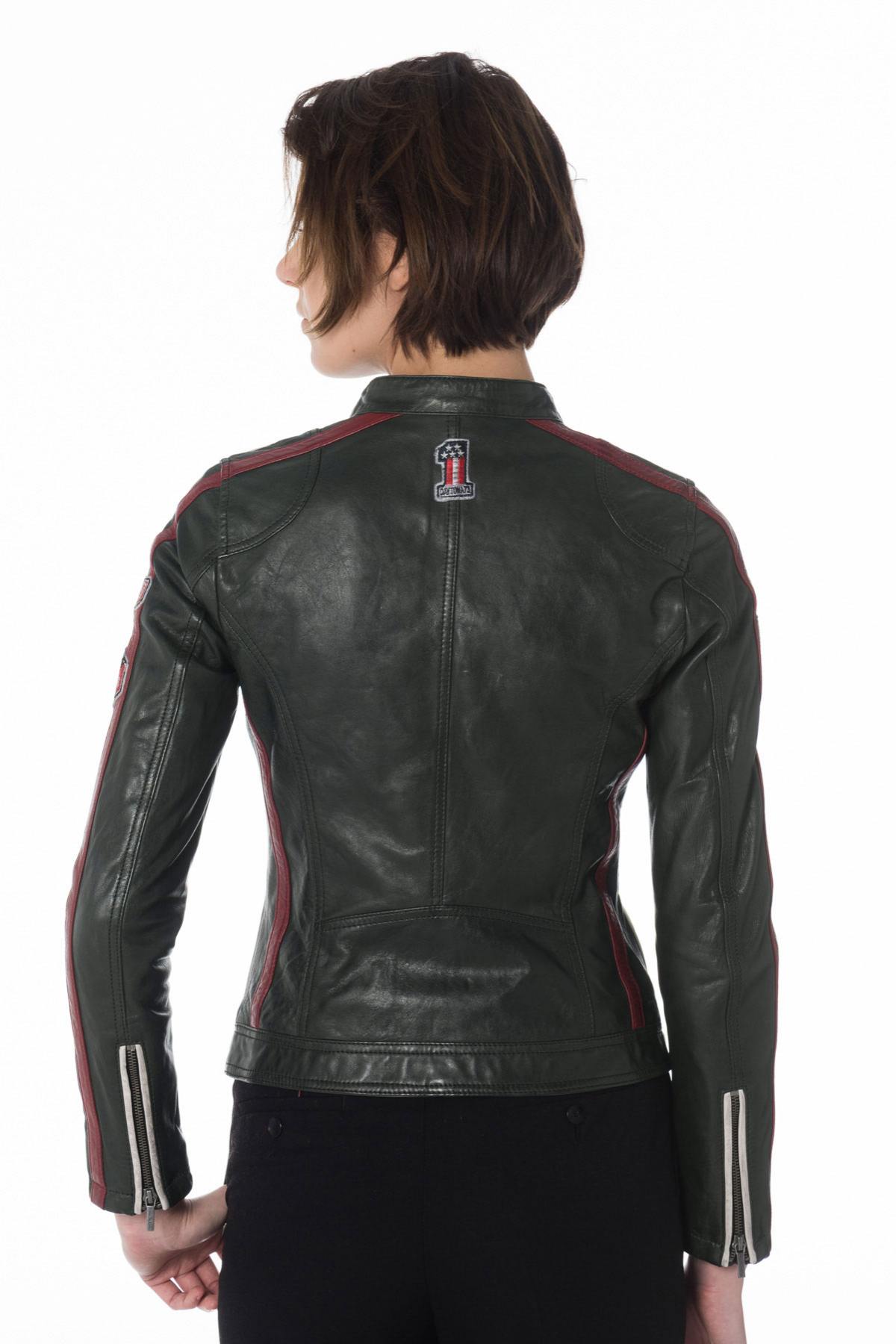 Anthracite biker leather jacket - Image n°3