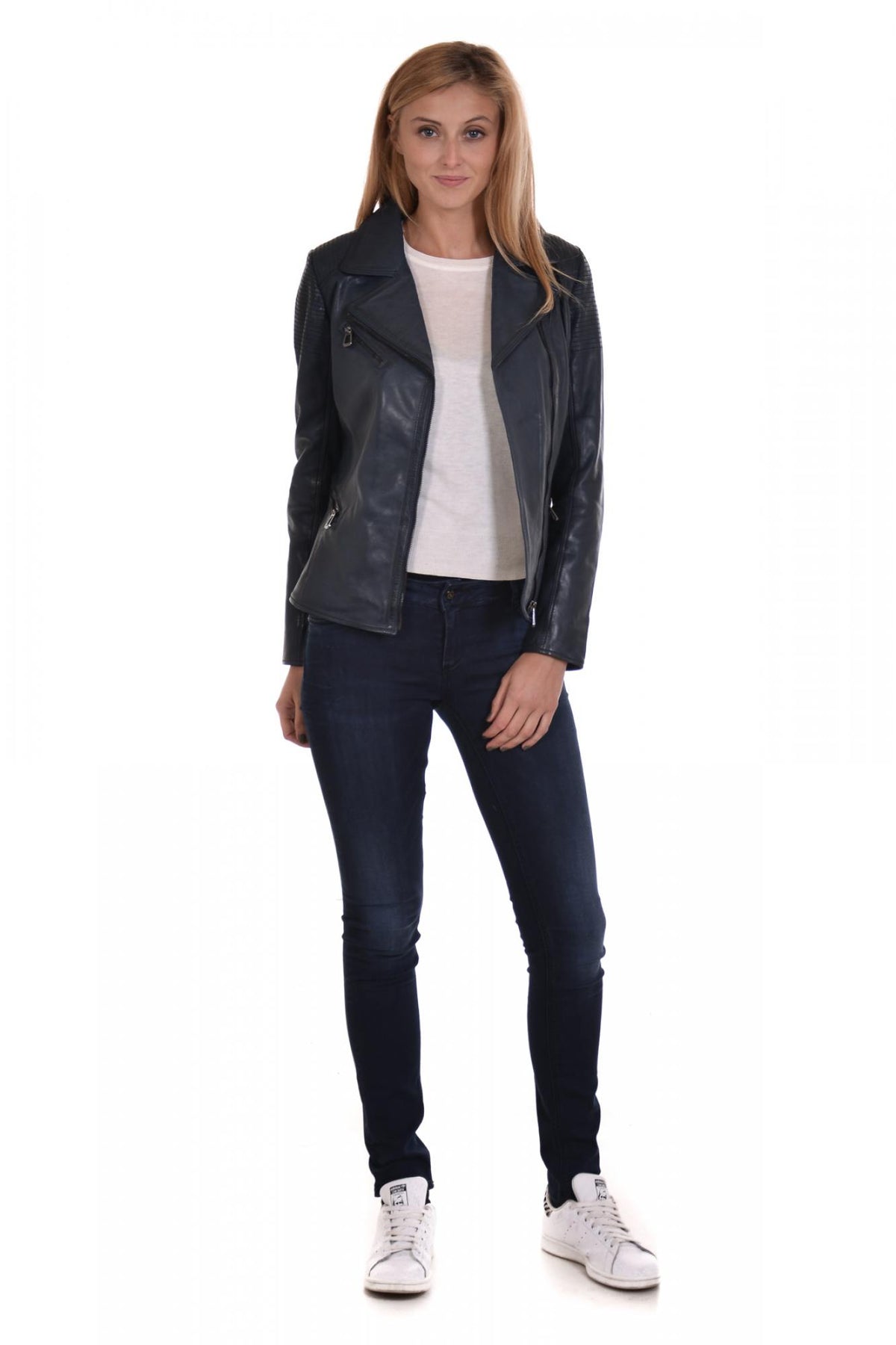 Navy blue Biker Jacket - Image n°2