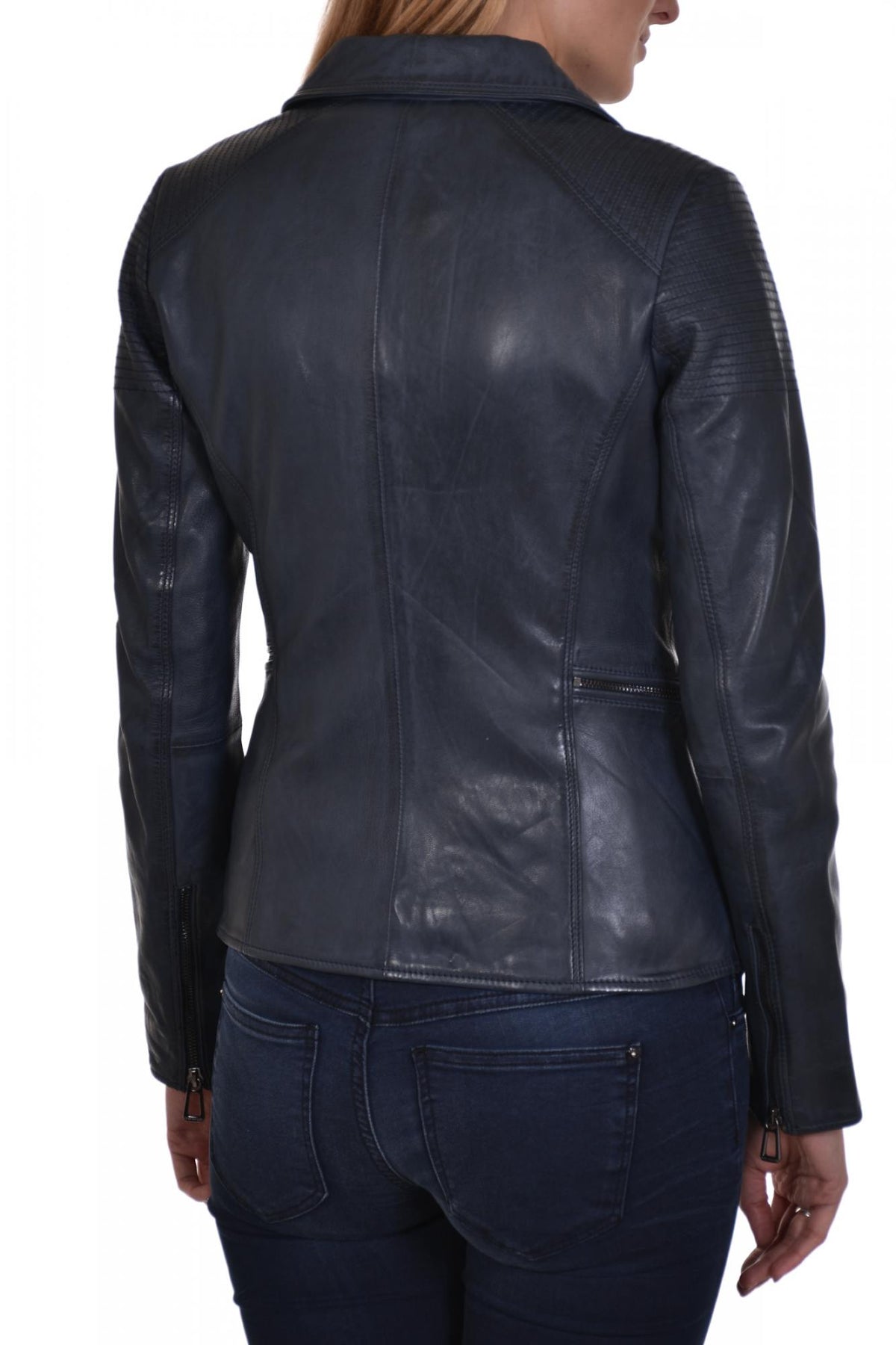 Navy blue Biker Jacket - Image n°4