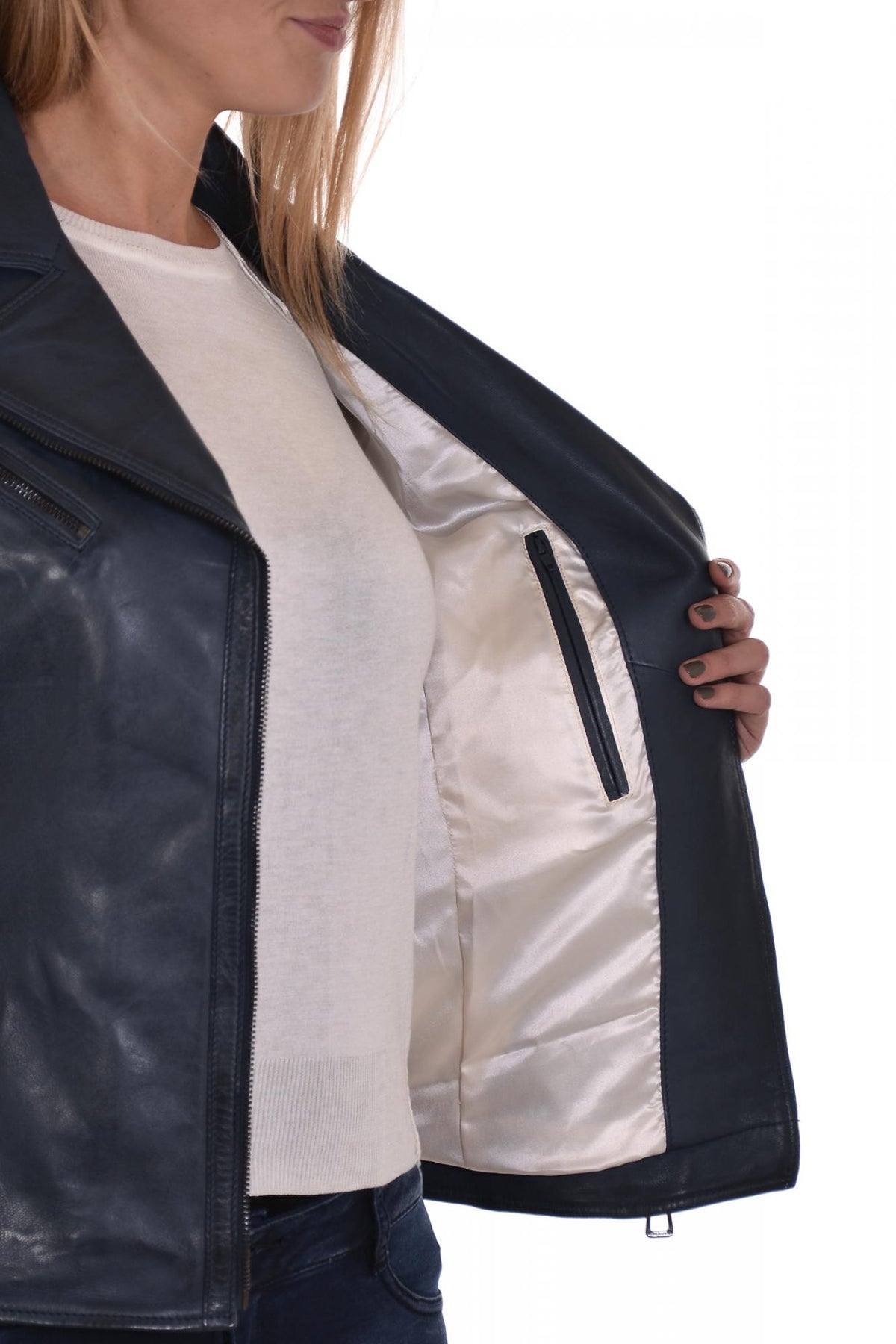 Navy blue Biker Jacket - Image n°6