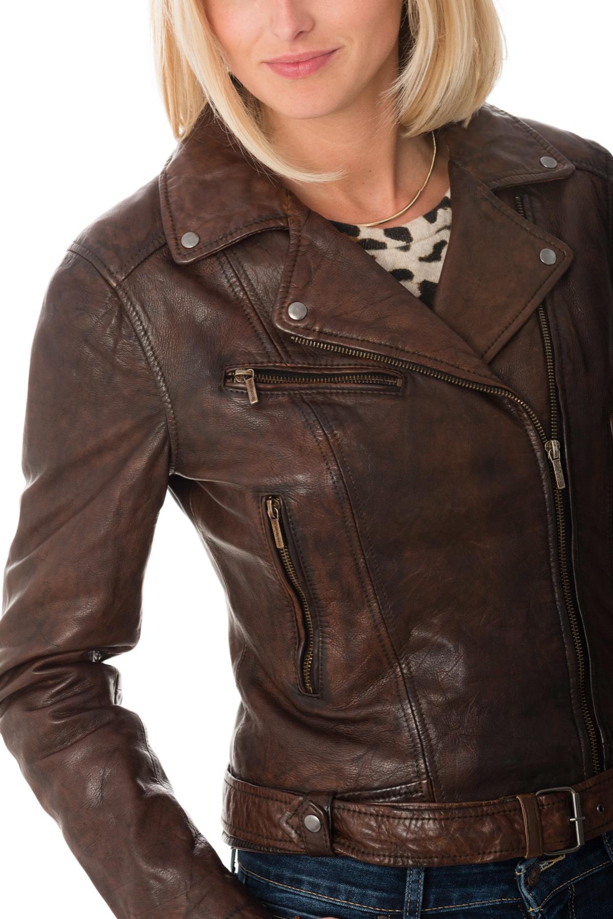 Perfecto in brown aged-effect leather - Image n°6