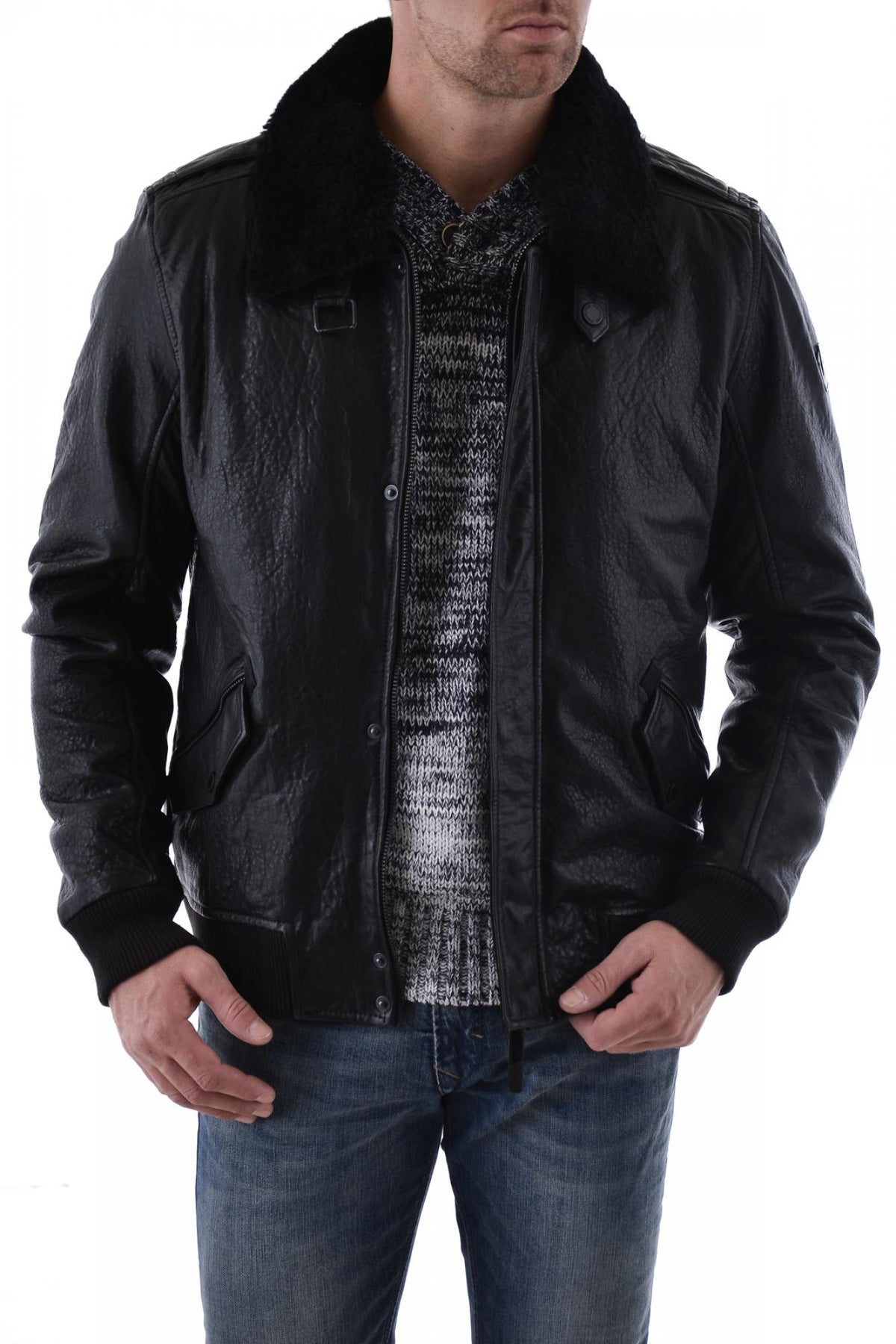 Mauritius jacket in black lambskin - Image n°1