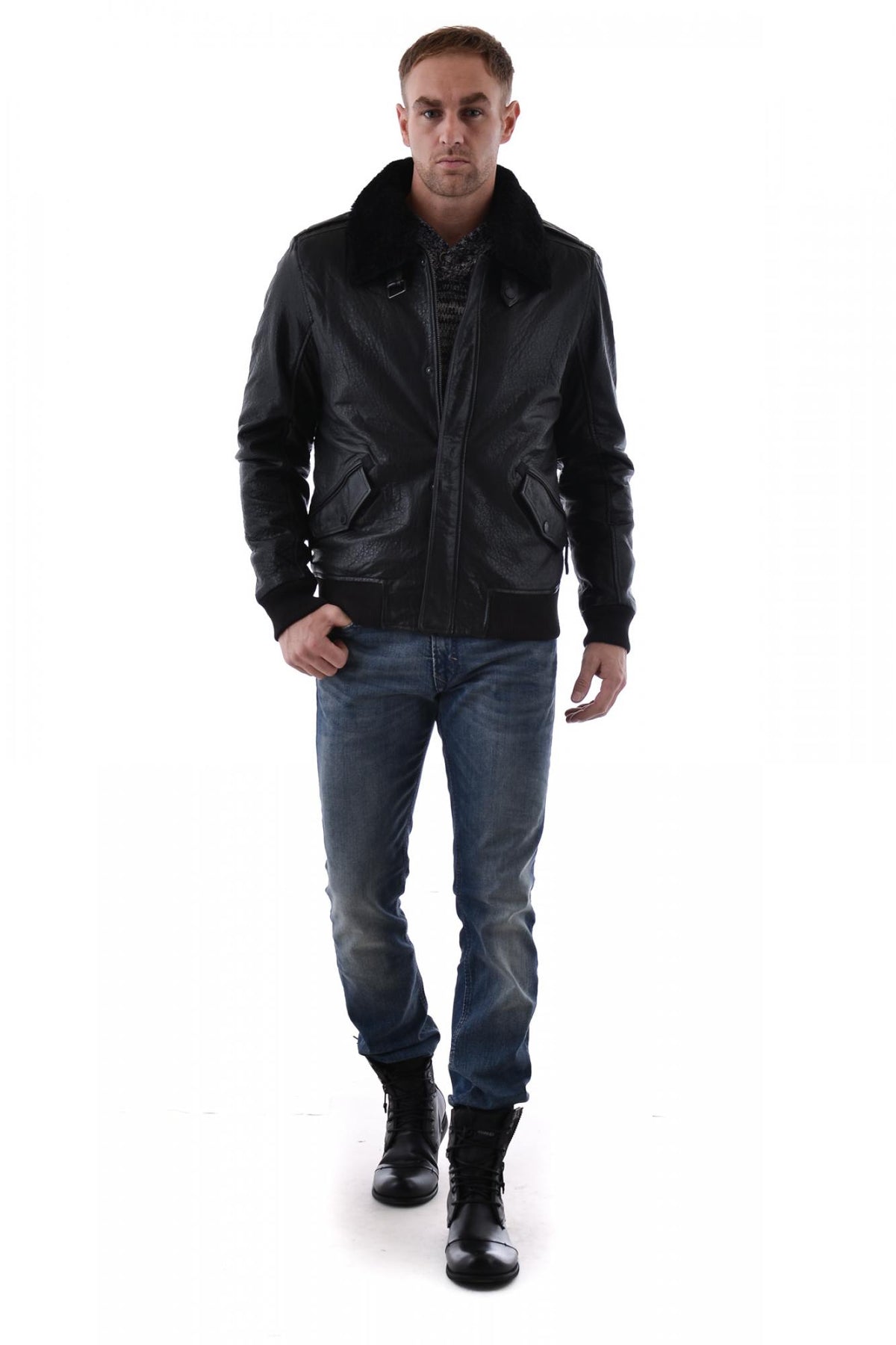 Mauritius jacket in black lambskin - Image n°2