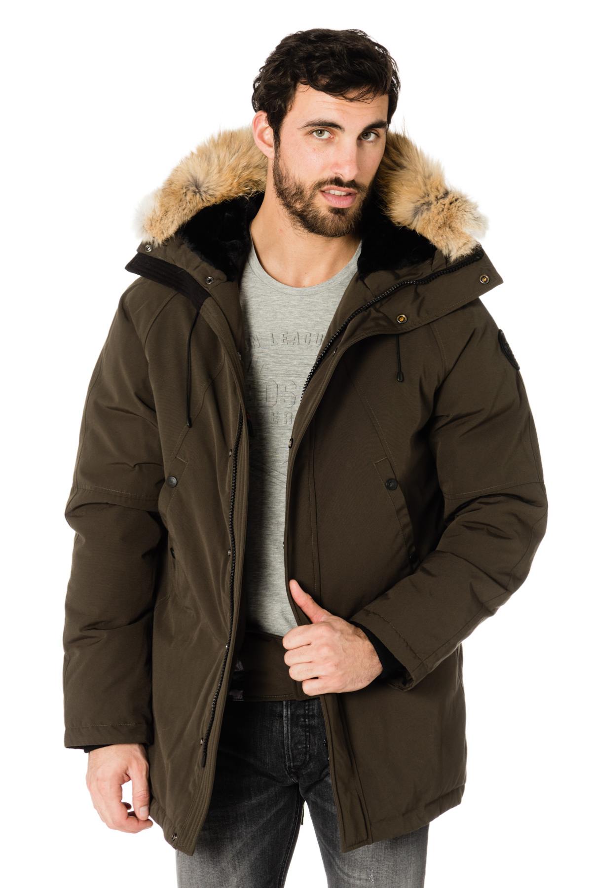 Helvetica men's khaki parka with coyote fur - Image n°3