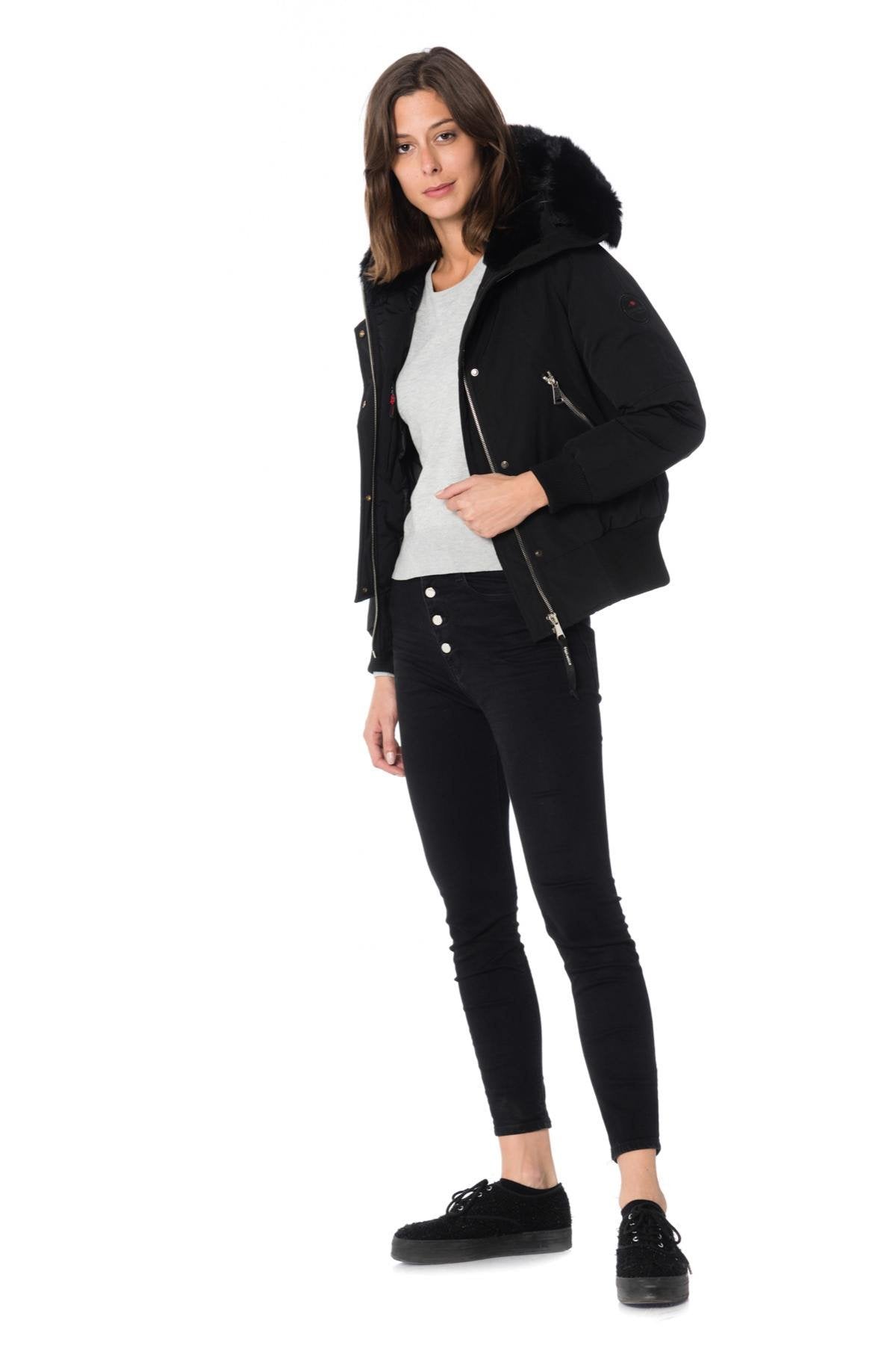 Helvetica women's black jacket with black collar - Image n°2