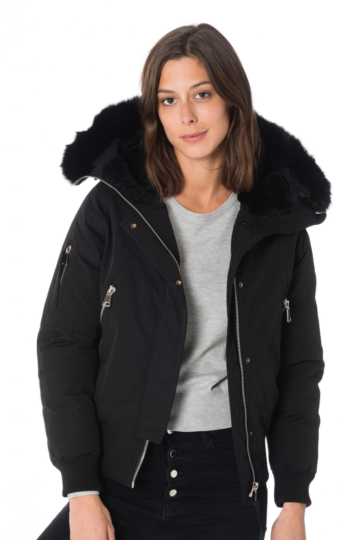 Helvetica women's black jacket with black collar - Image n°4