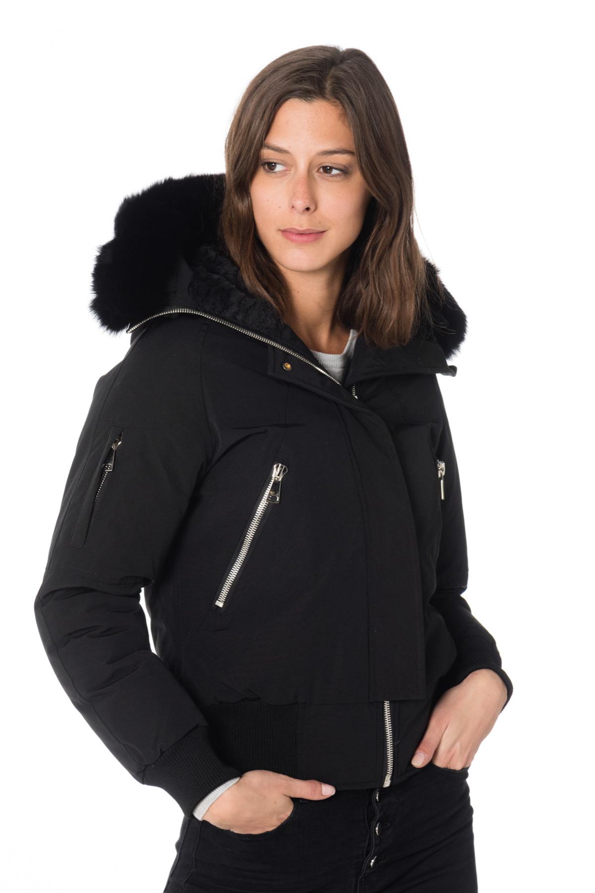 Helvetica women's black jacket with black collar - Image n°1