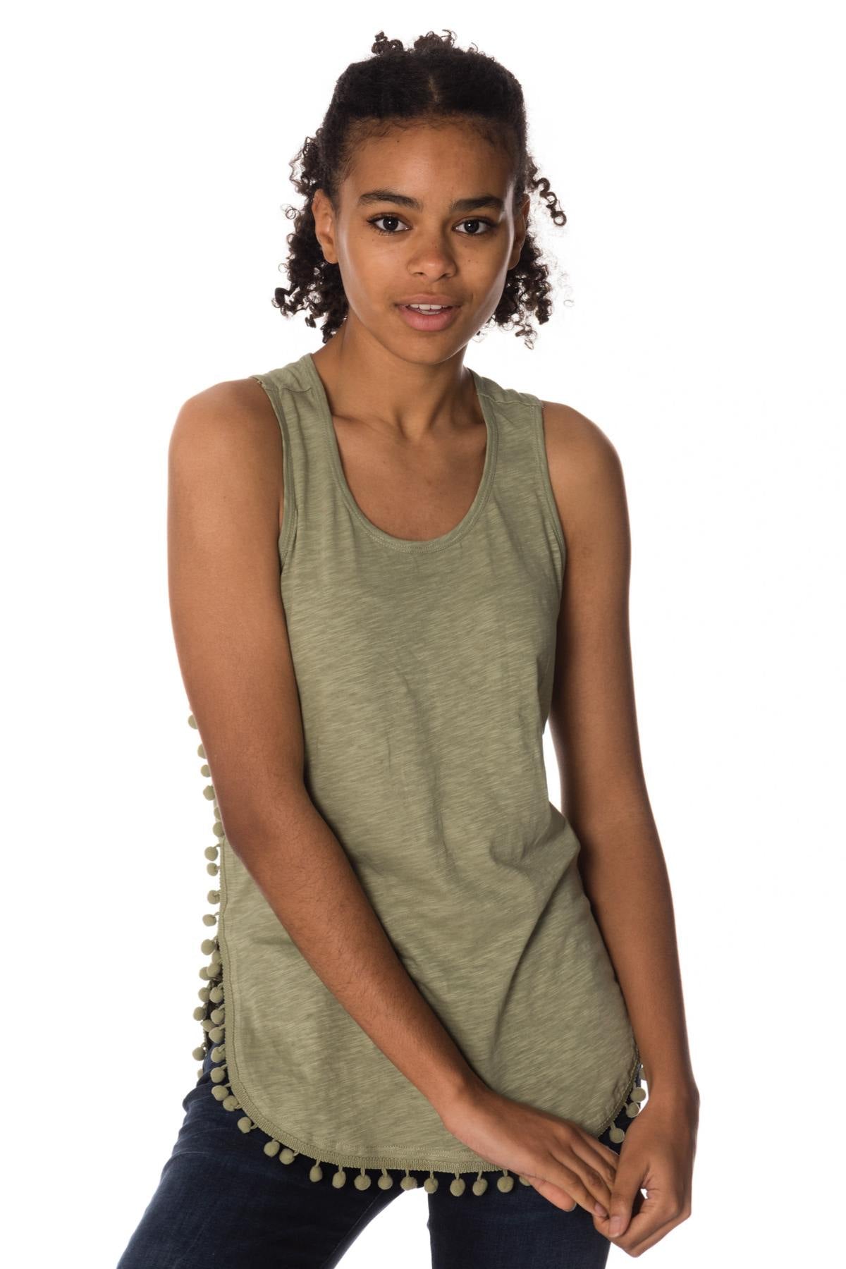 Khaki tank top with pompoms Kaporal - Image n°4