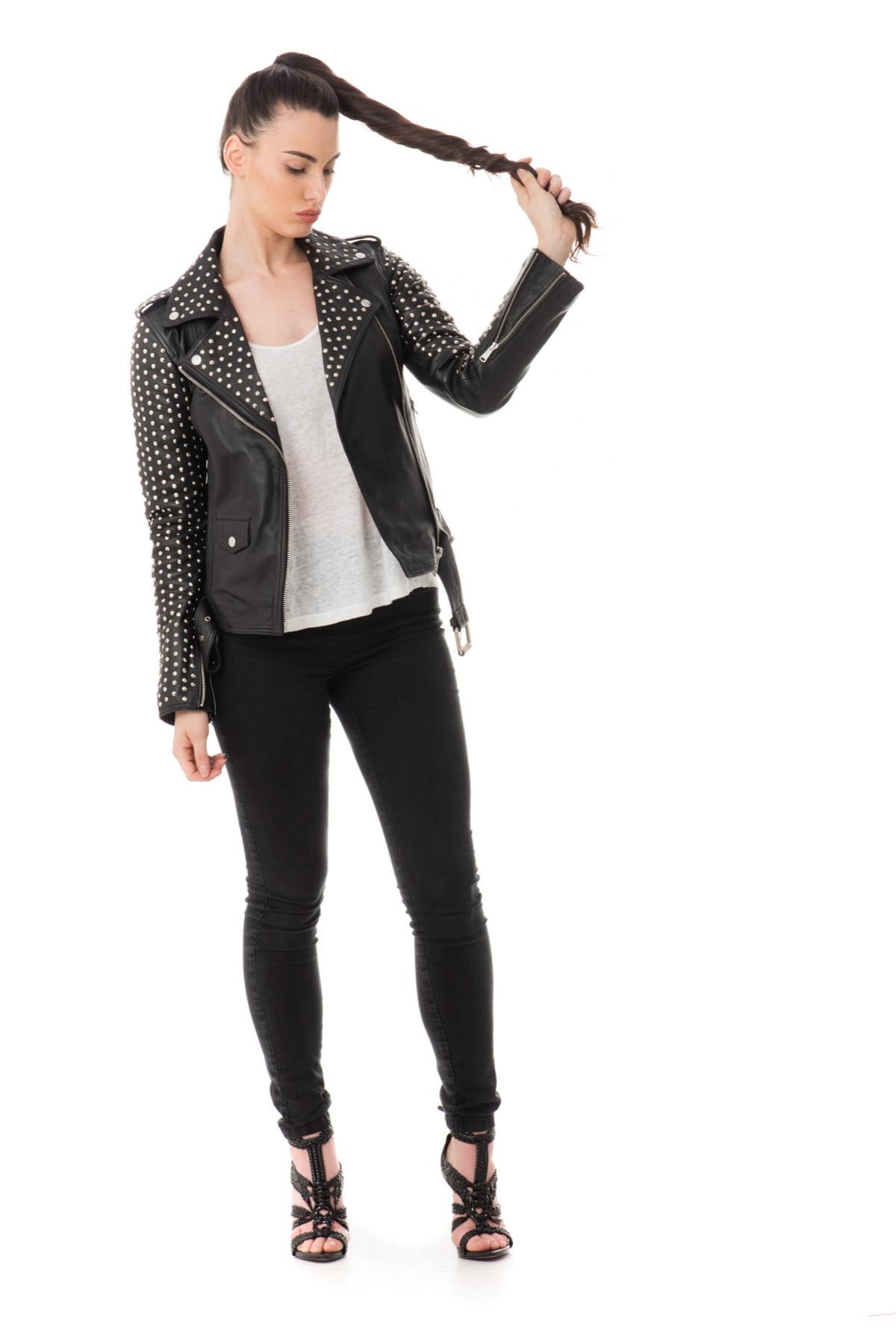 LADC studded women's Biker Jacket - Image n°2