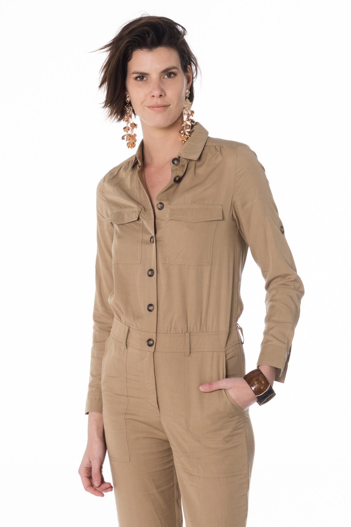 Women's beige jumpsuit - Image n°1