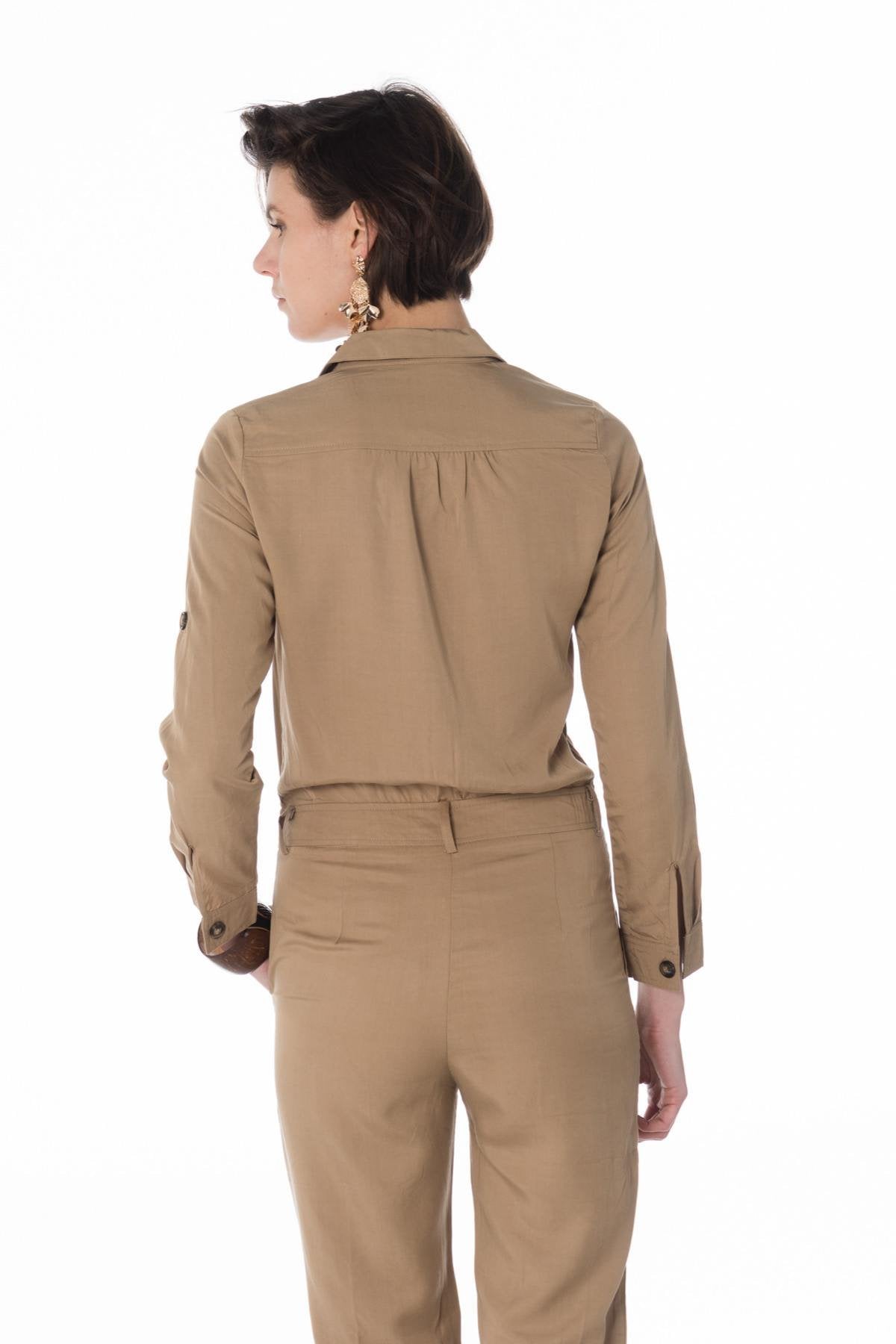 Women's beige jumpsuit - Image n°4