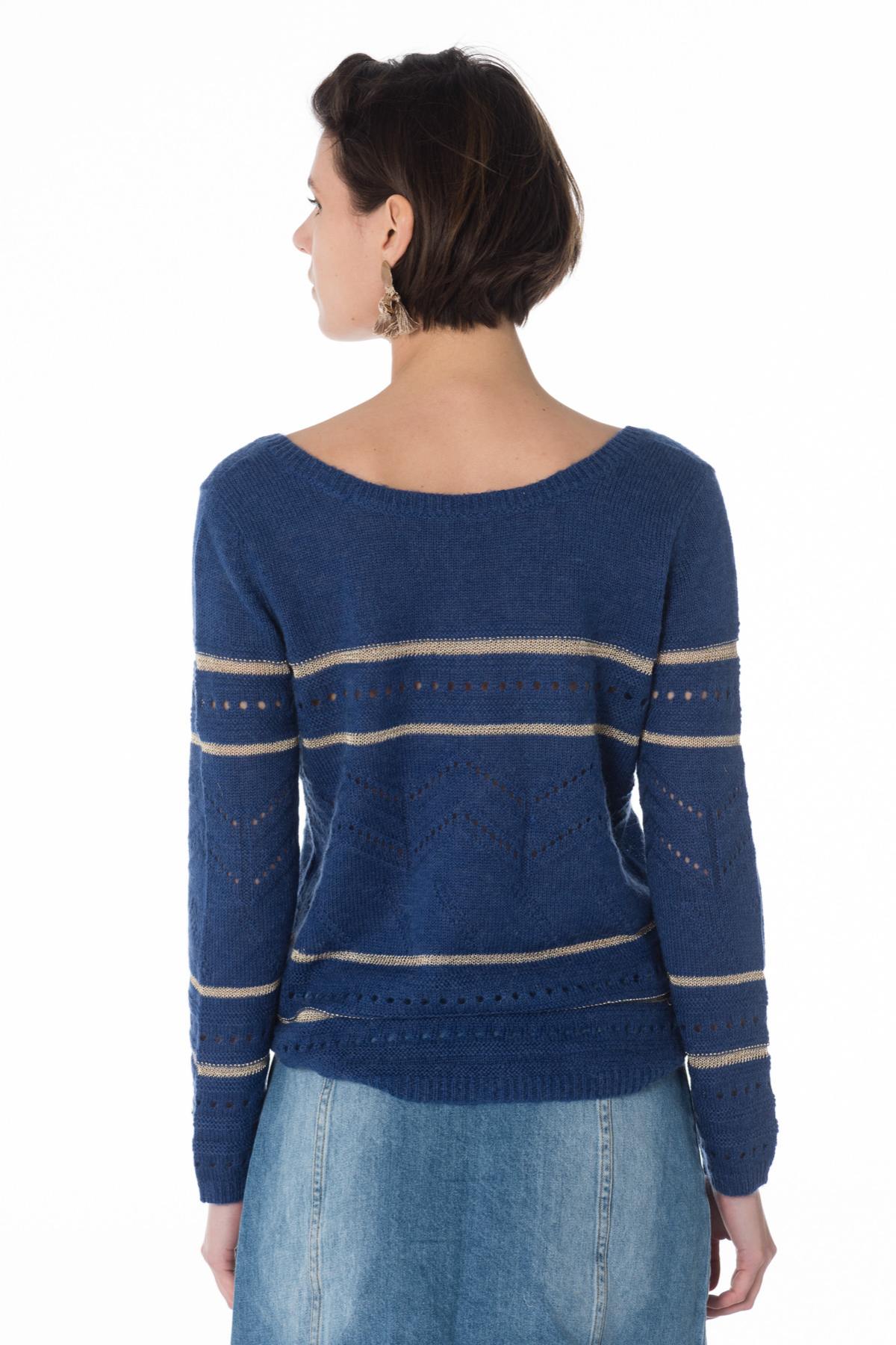 Women's blue V-neck sweater - Image n°3