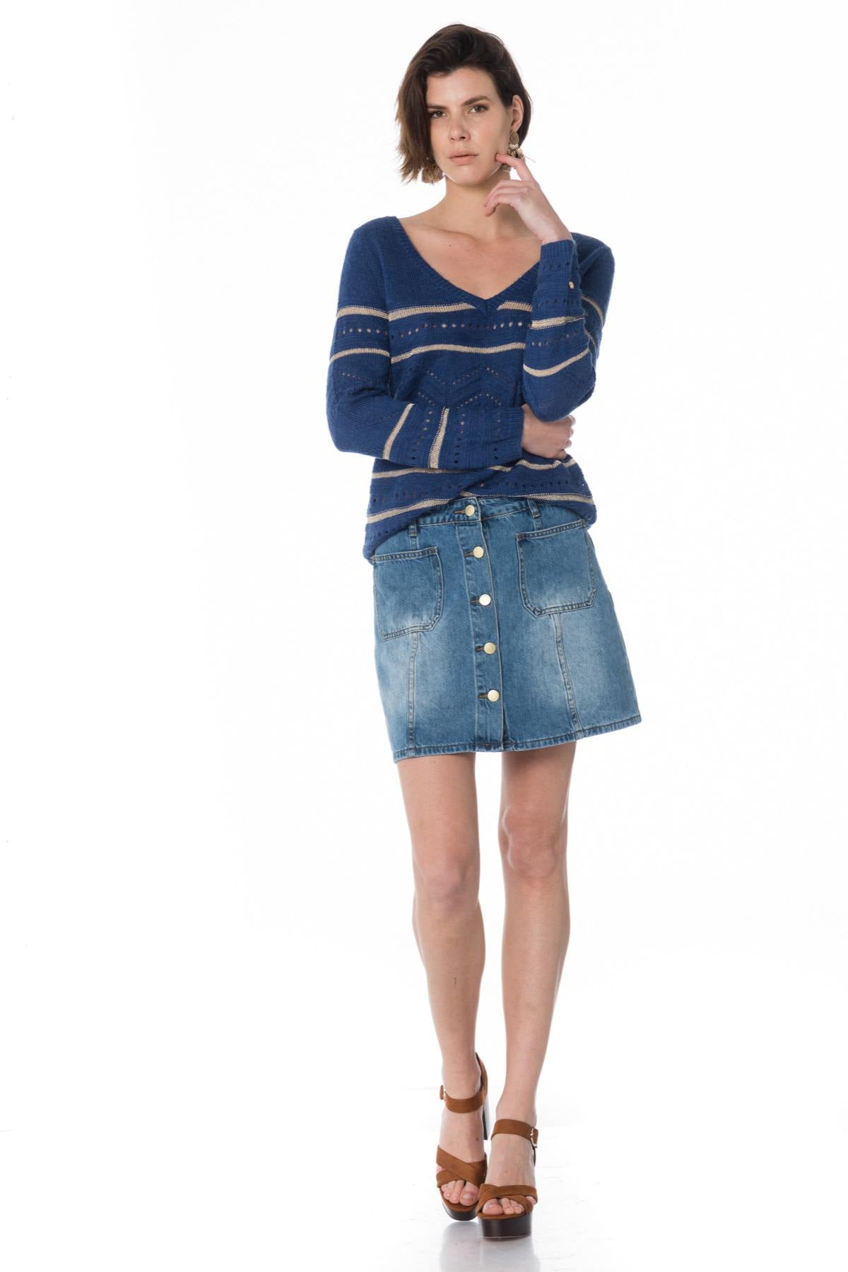 Light blue denim skirt - Image n°3