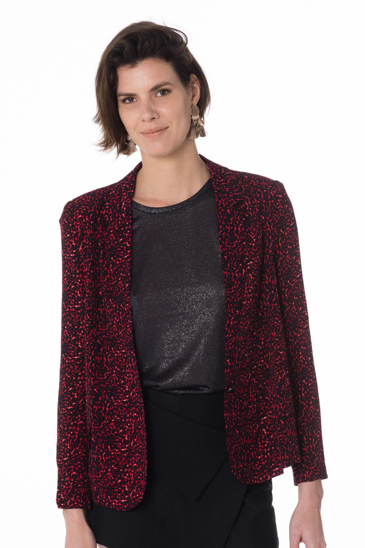 Women's red leopard jacket - Image n°1