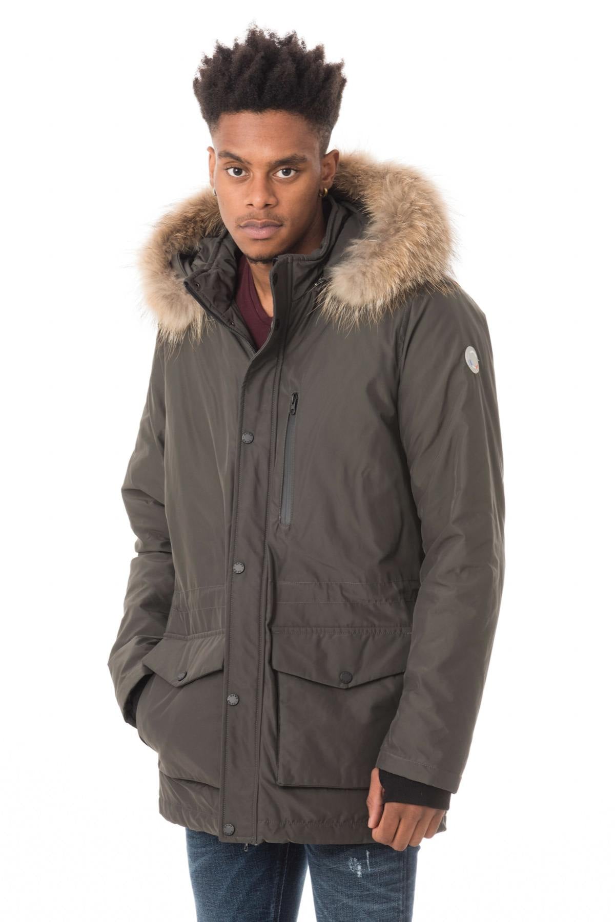 Men's dark khaki polyester parka - Image n°4