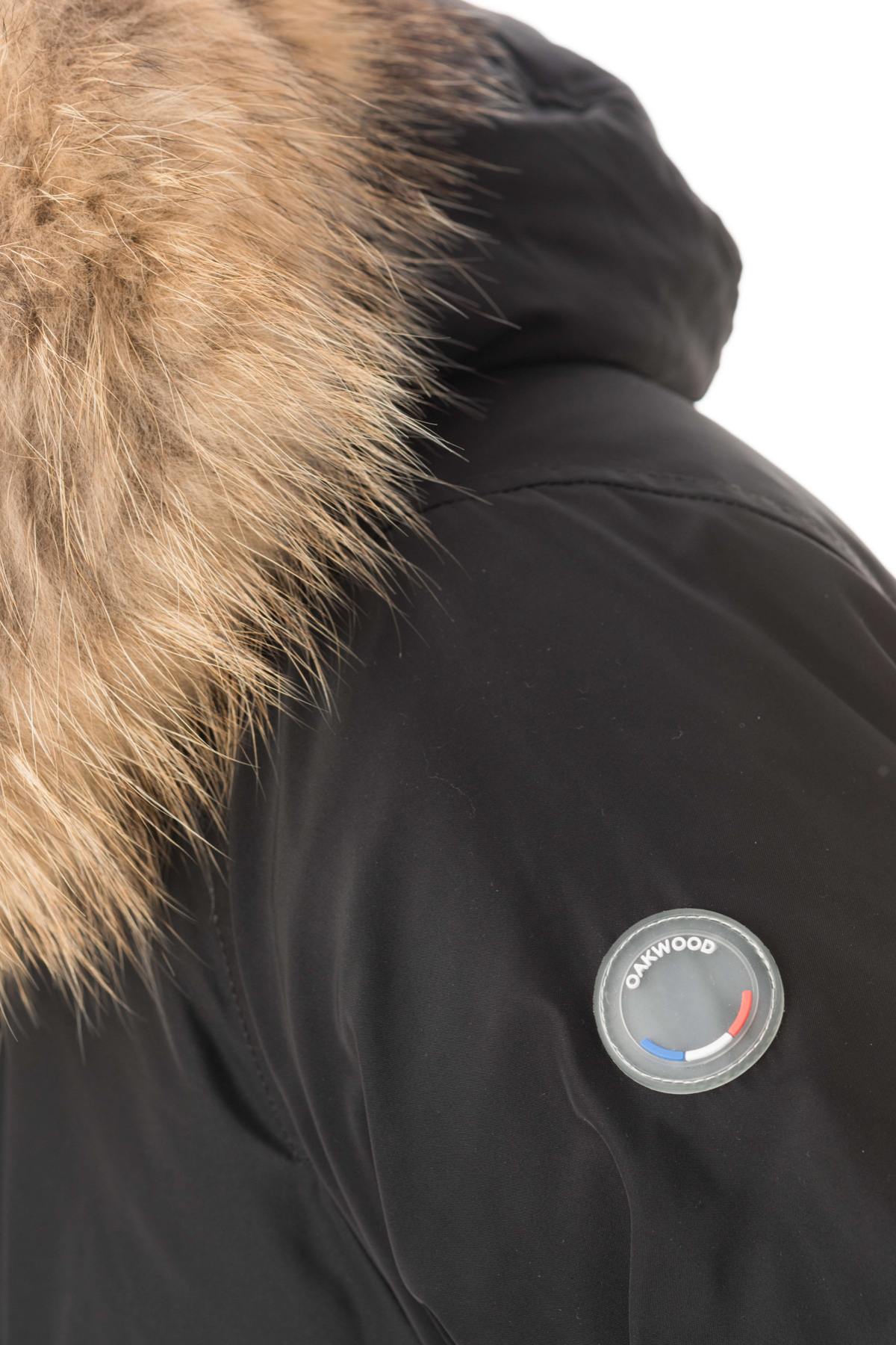 Men's black polyester parka with fur collar - Image n°6