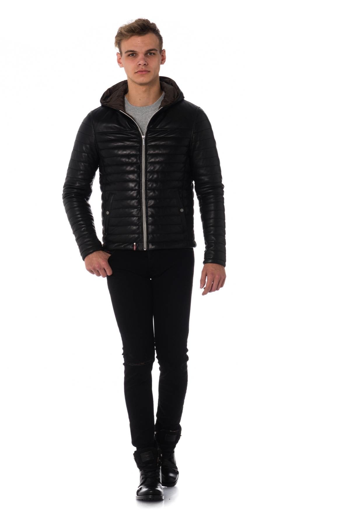  Thin and warm men's down jacket in black color - Image n°3