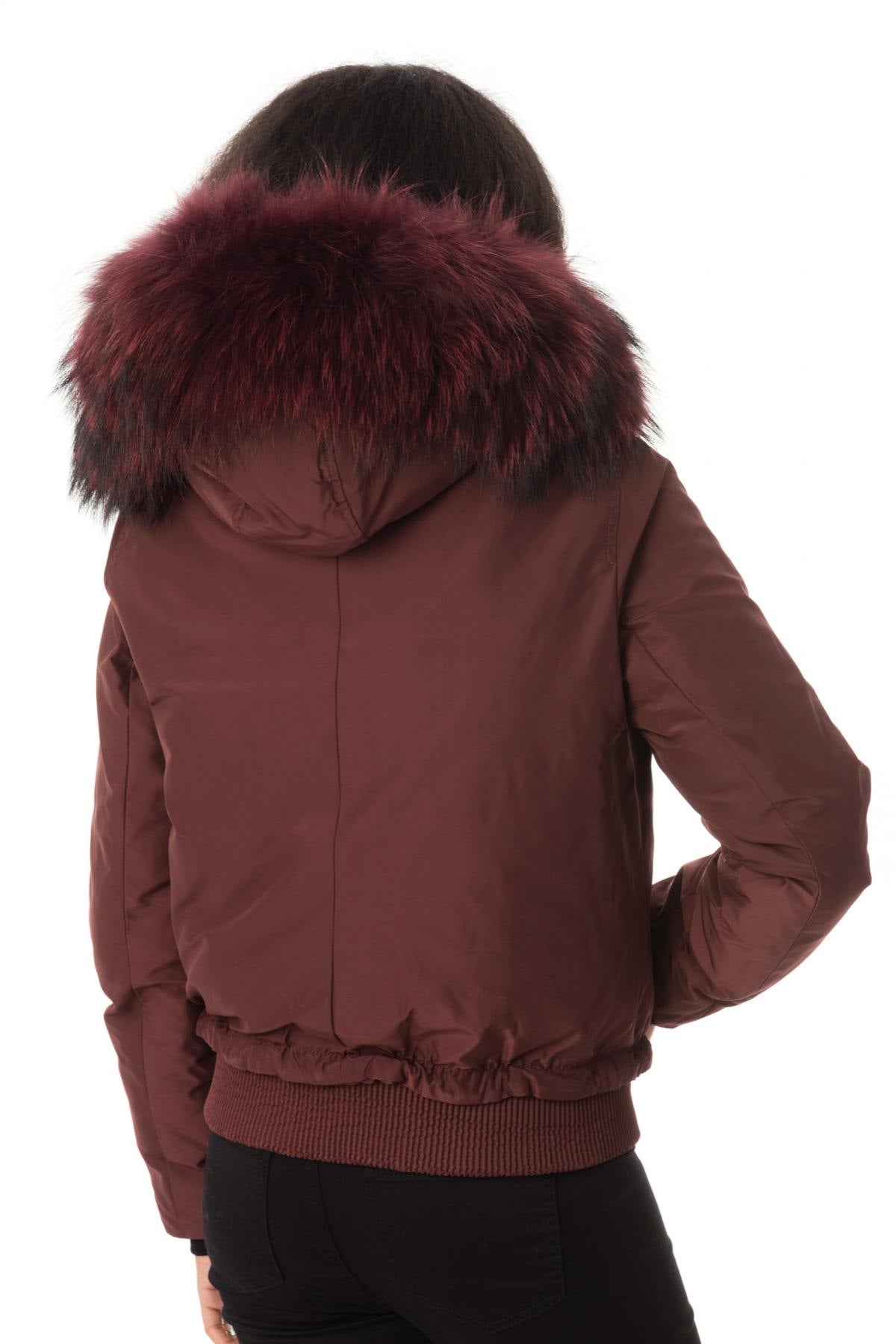 Hooded bomber jacket with raccoon fur - Image n°5