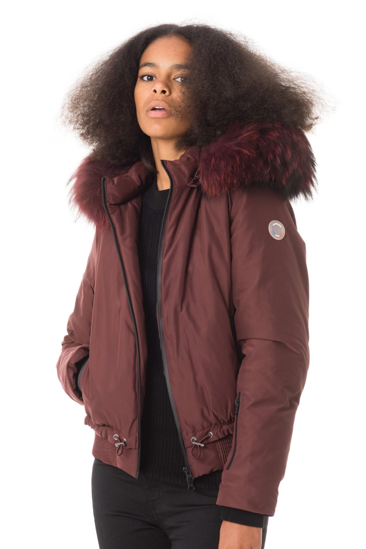 Hooded bomber jacket with raccoon fur - Image n°1