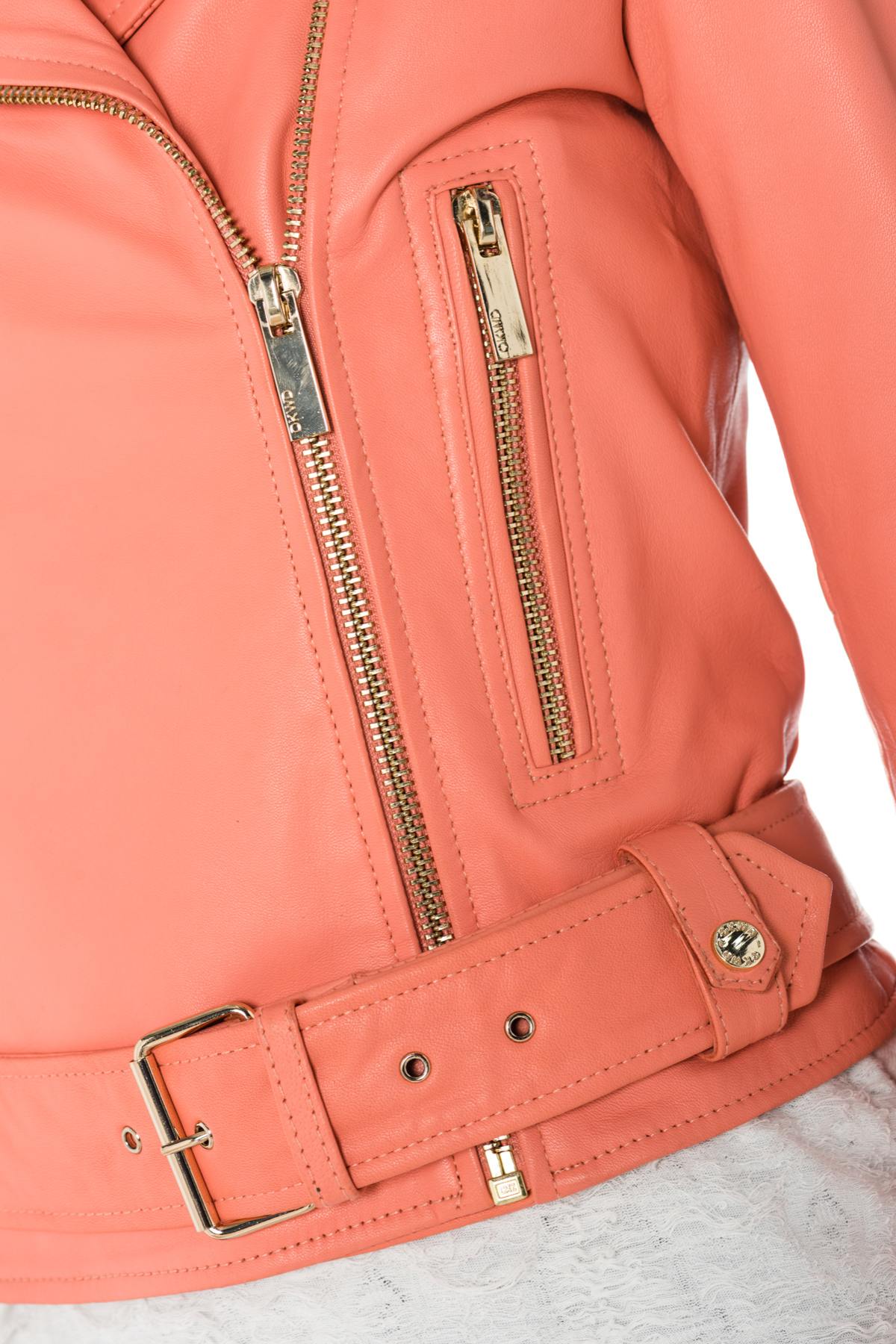 Women's coral sheepskin leather Biker Jacket Oakwood - Image n°6