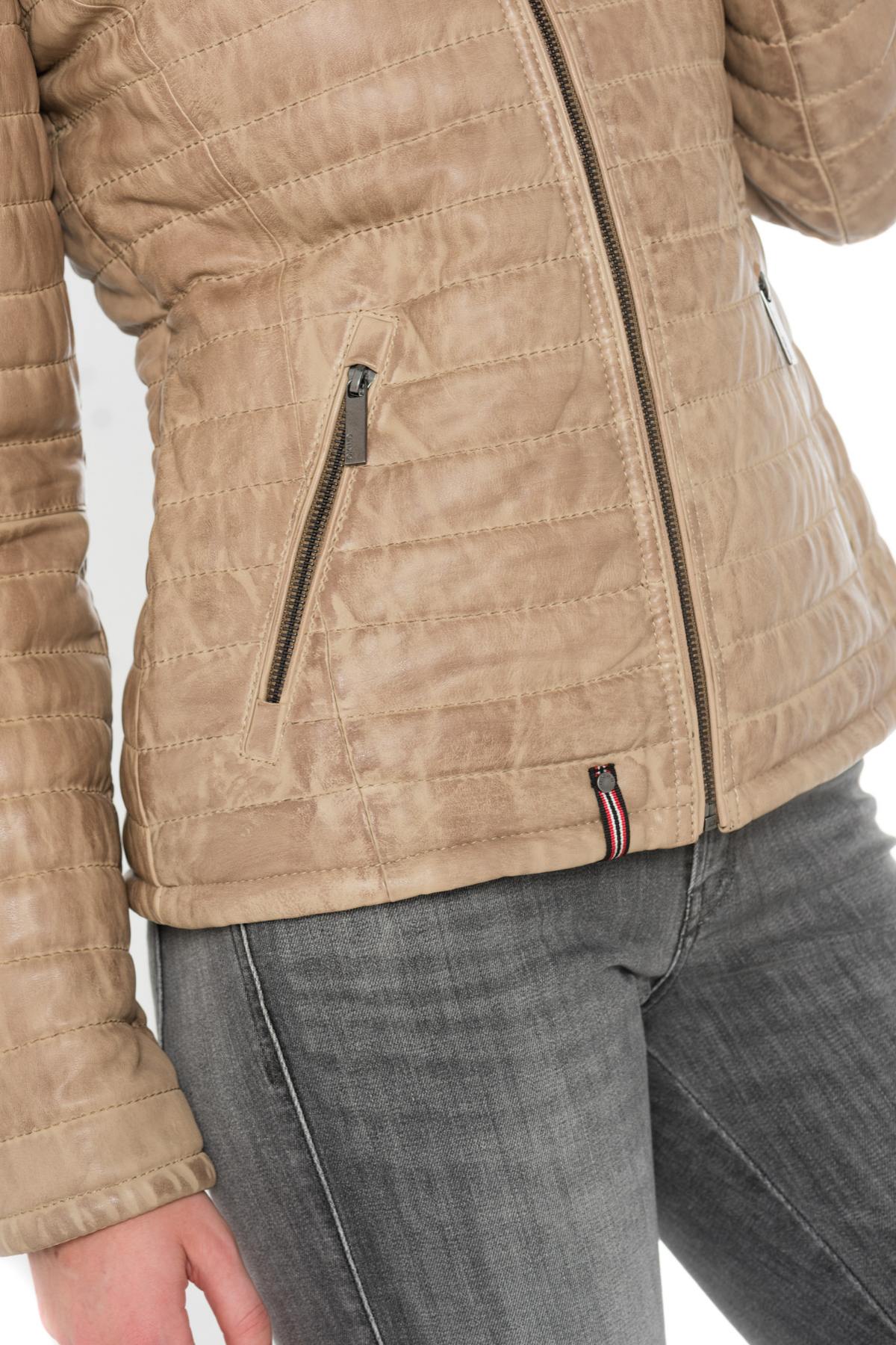 Oakwood women's dark beige down jacket in sheepskin leather - Image n°4