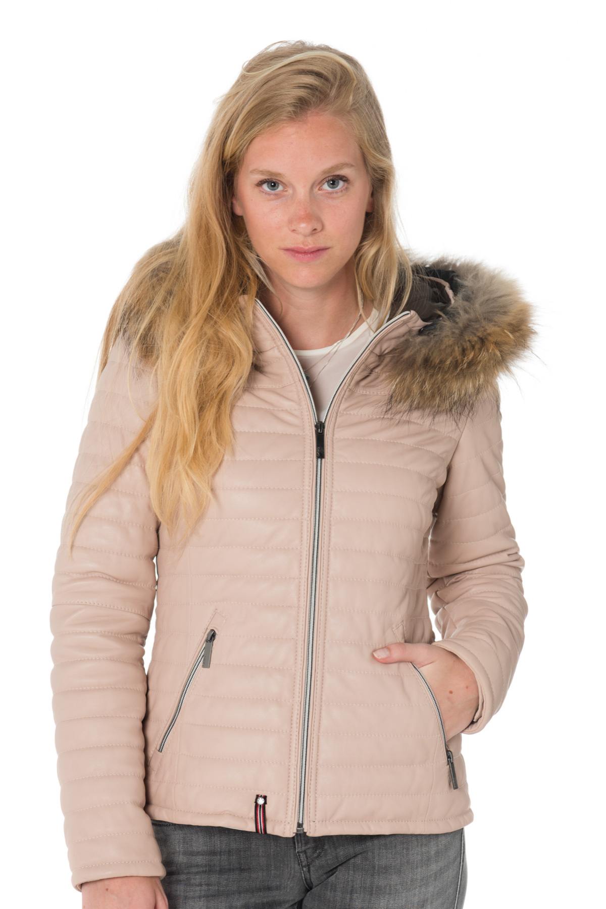 Women's pink sheepskin down jacket - Image n°4