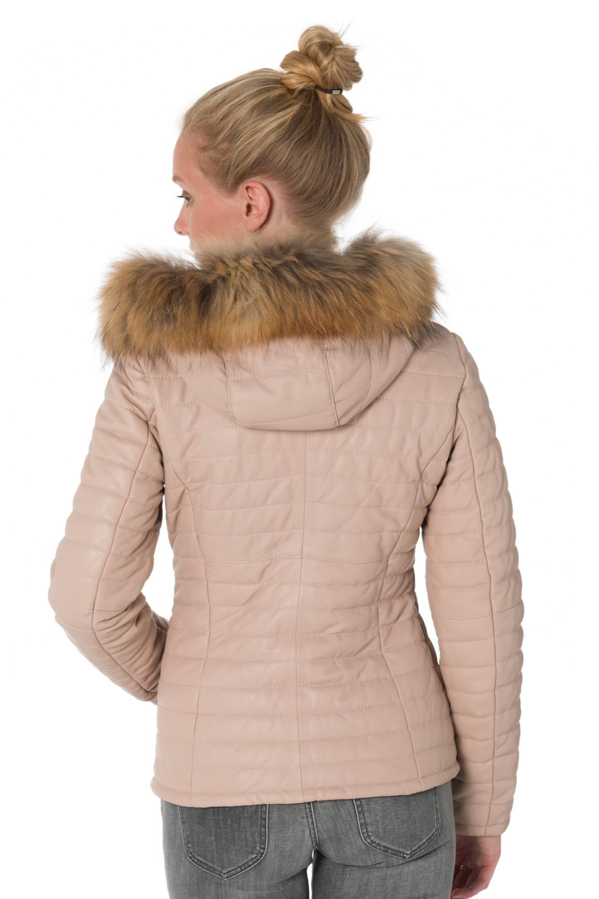 Women's pink sheepskin down jacket - Image n°6