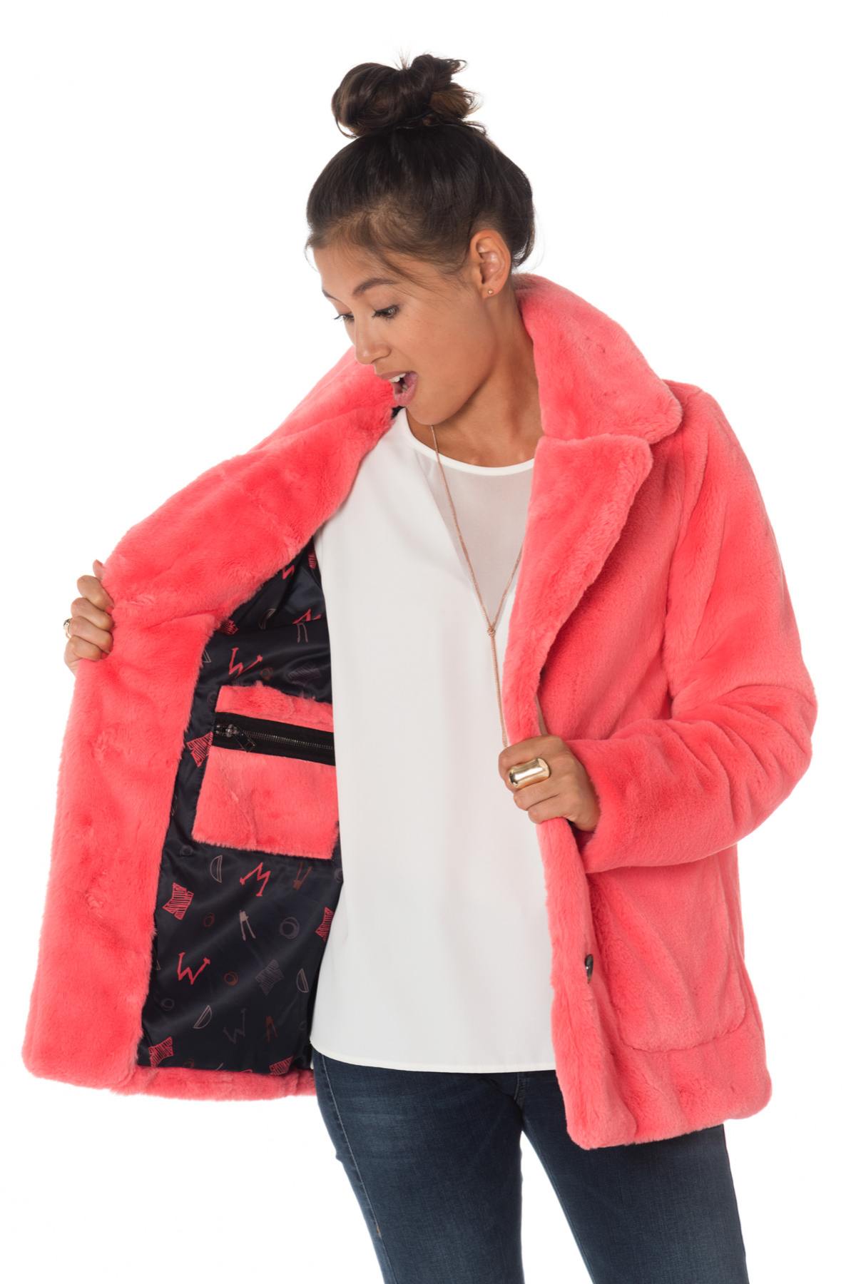 Coral Oakwood Faux Fur Jacket - Image n°7