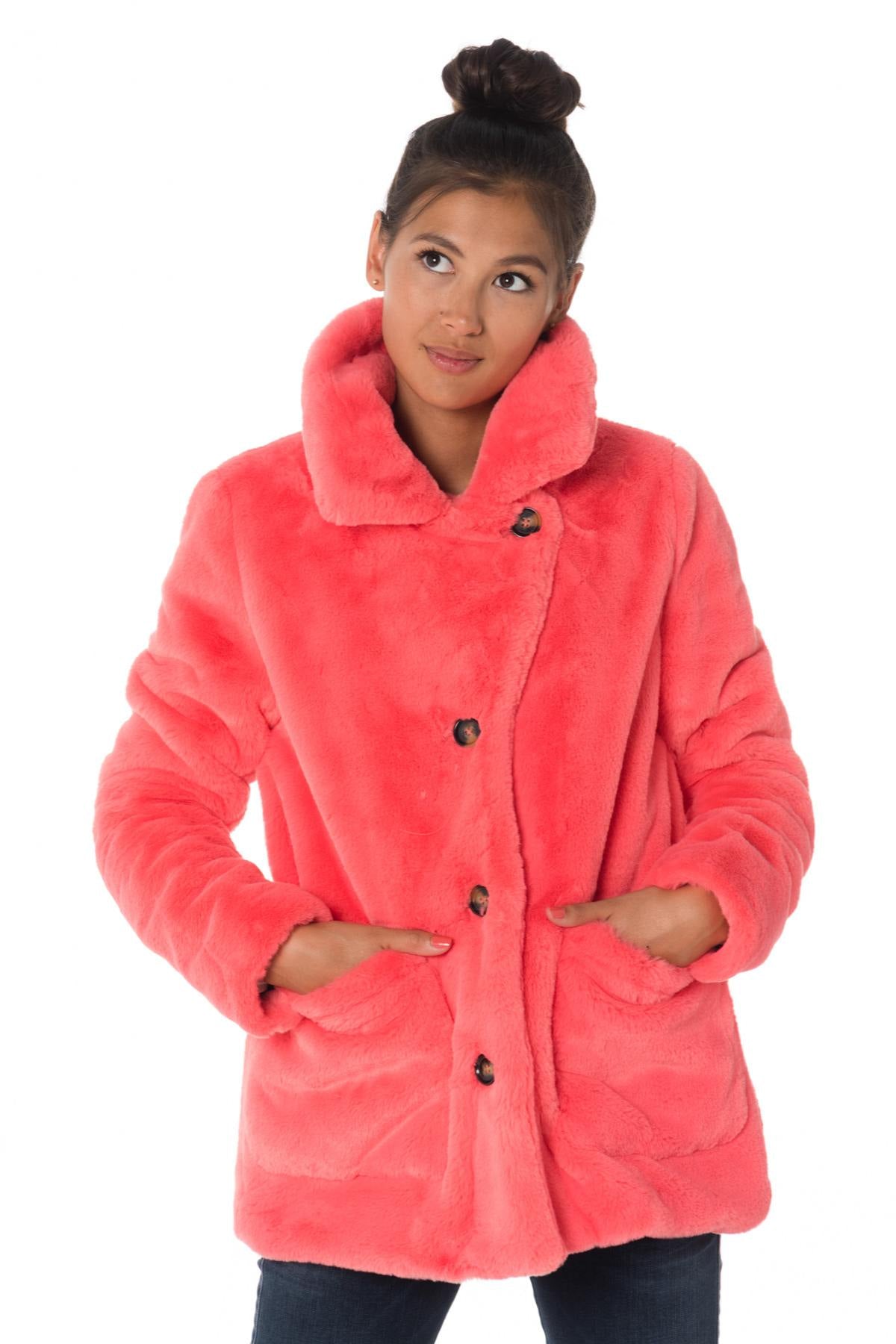 Coral Oakwood Faux Fur Jacket - Image n°6