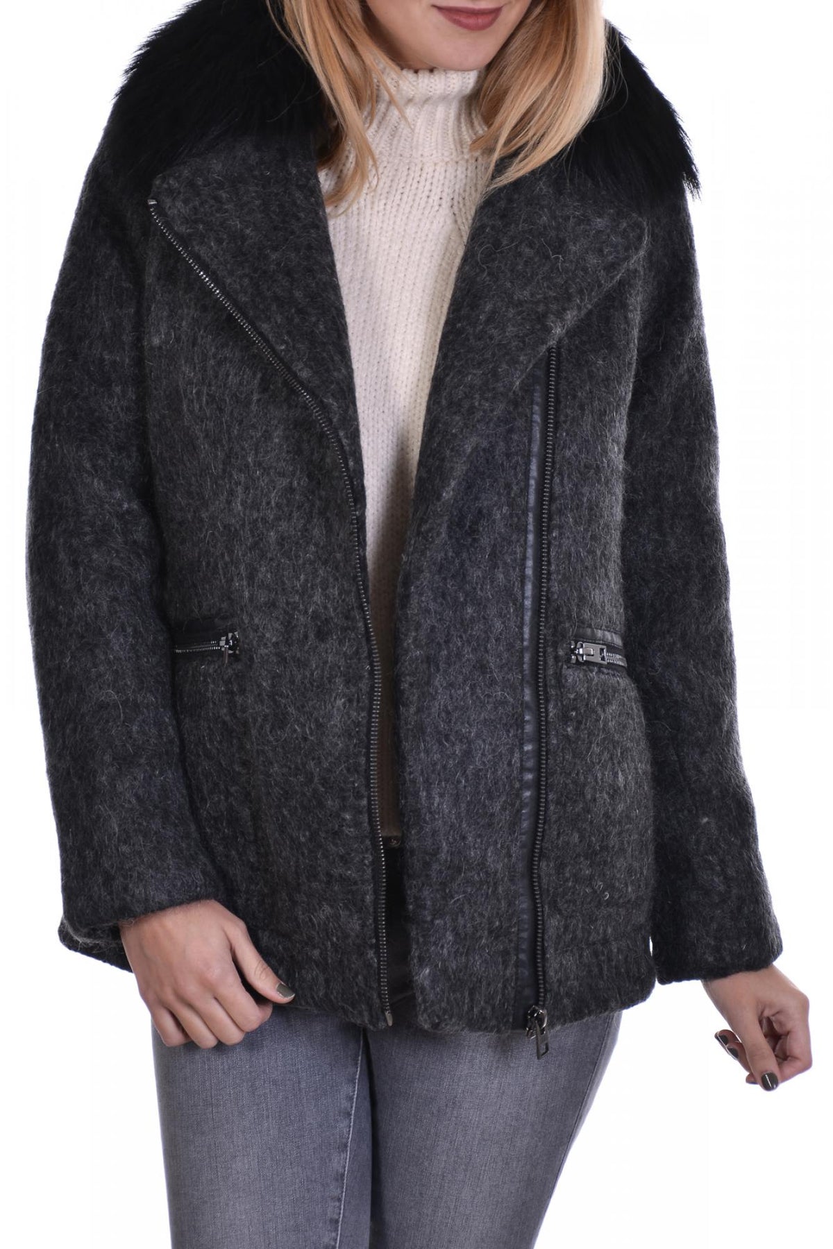 Oakwood coat in gray mohair - Image n°6