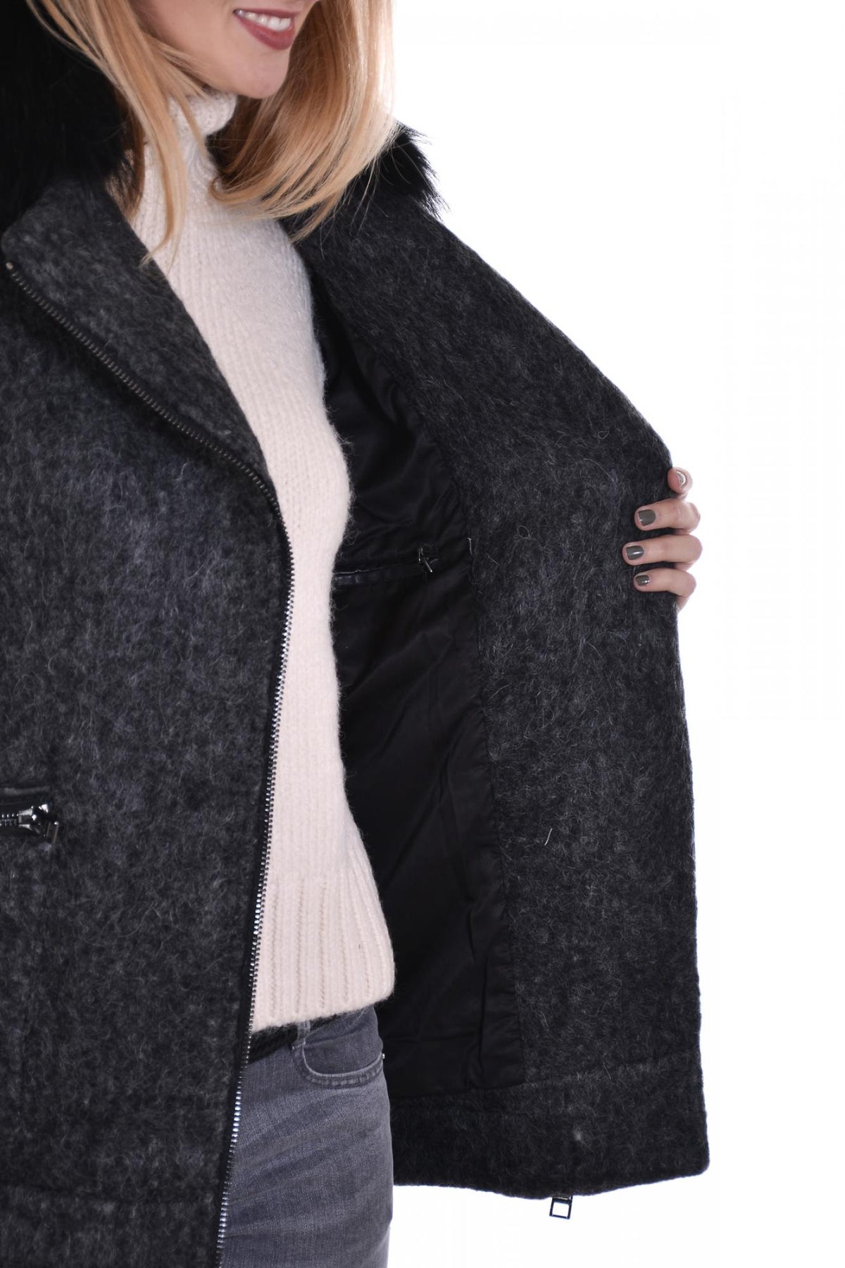 Oakwood coat in gray mohair - Image n°5