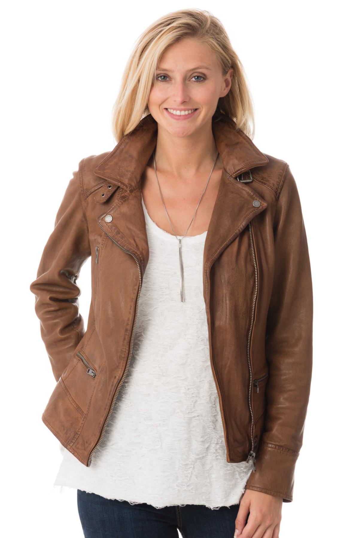 Women's sheepskin leather Biker Jacket - Image n°11