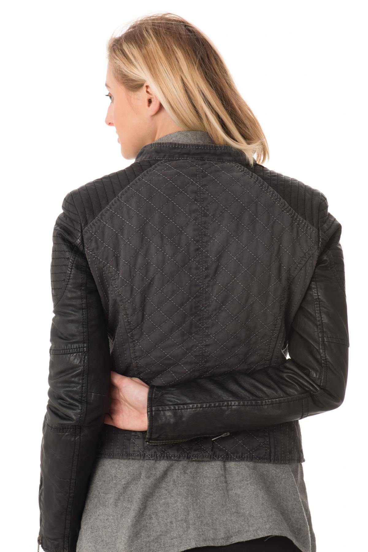 Oakwood dual-material leather jacket for women - Image n°4