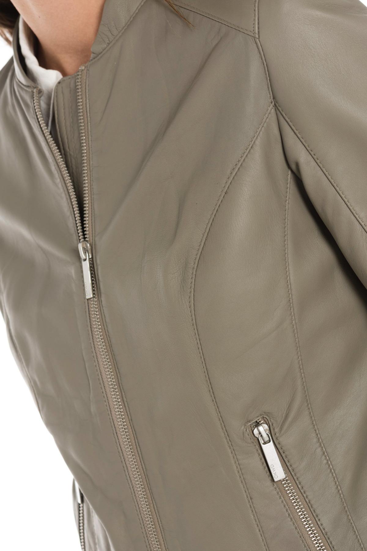 Oakwood women's gray leather jacket - Image n°7