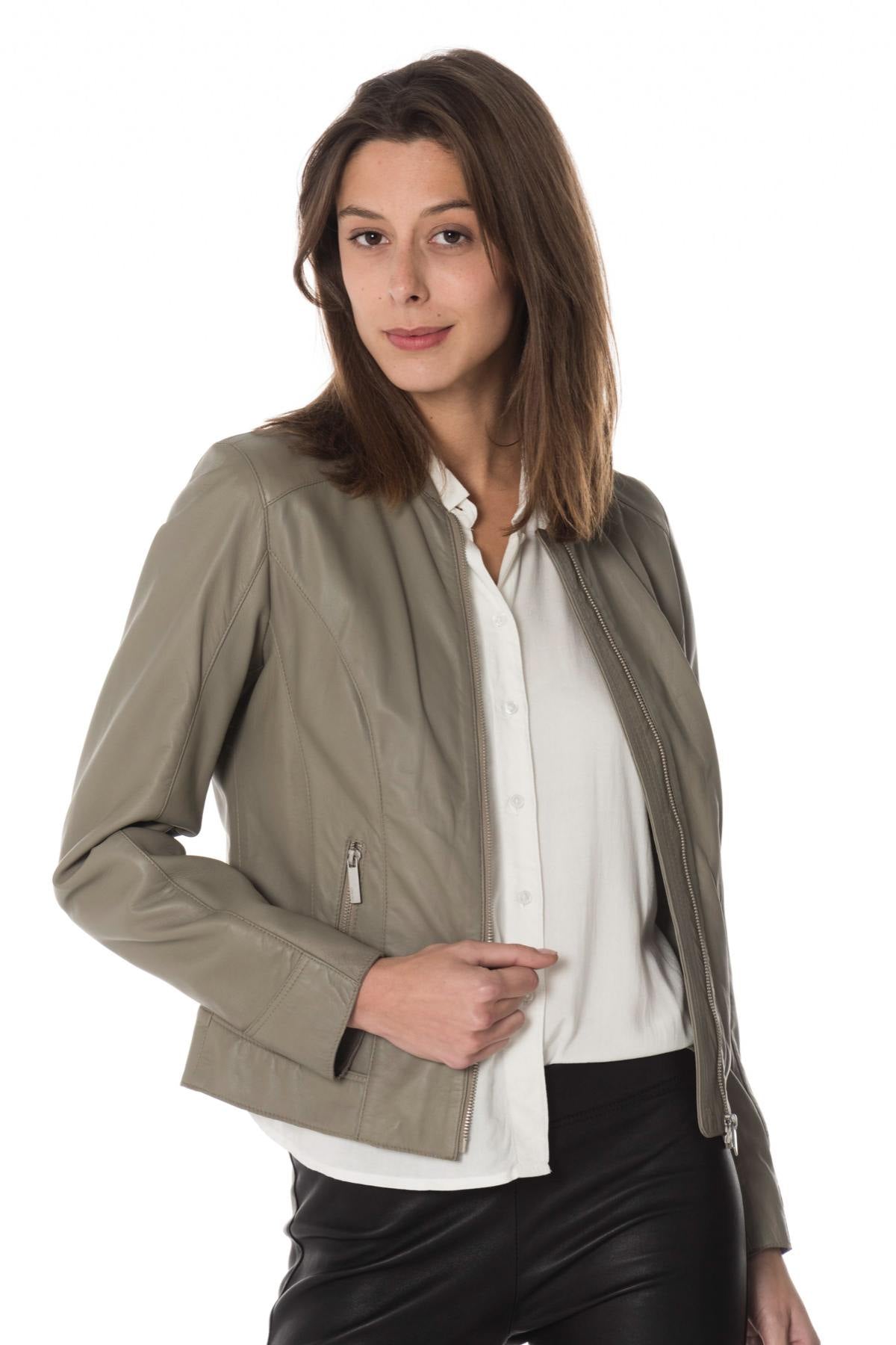 Oakwood women's gray leather jacket - Image n°4