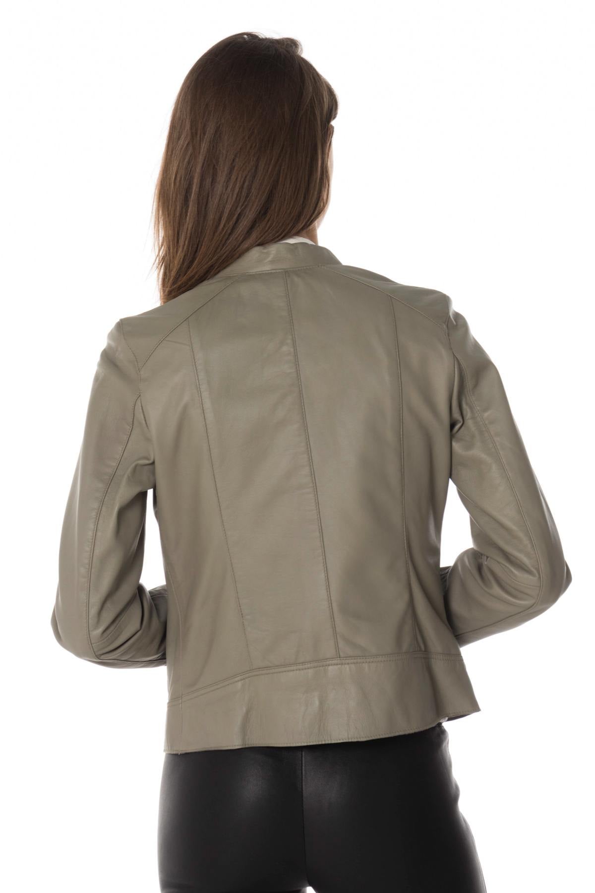 Oakwood women's gray leather jacket - Image n°6